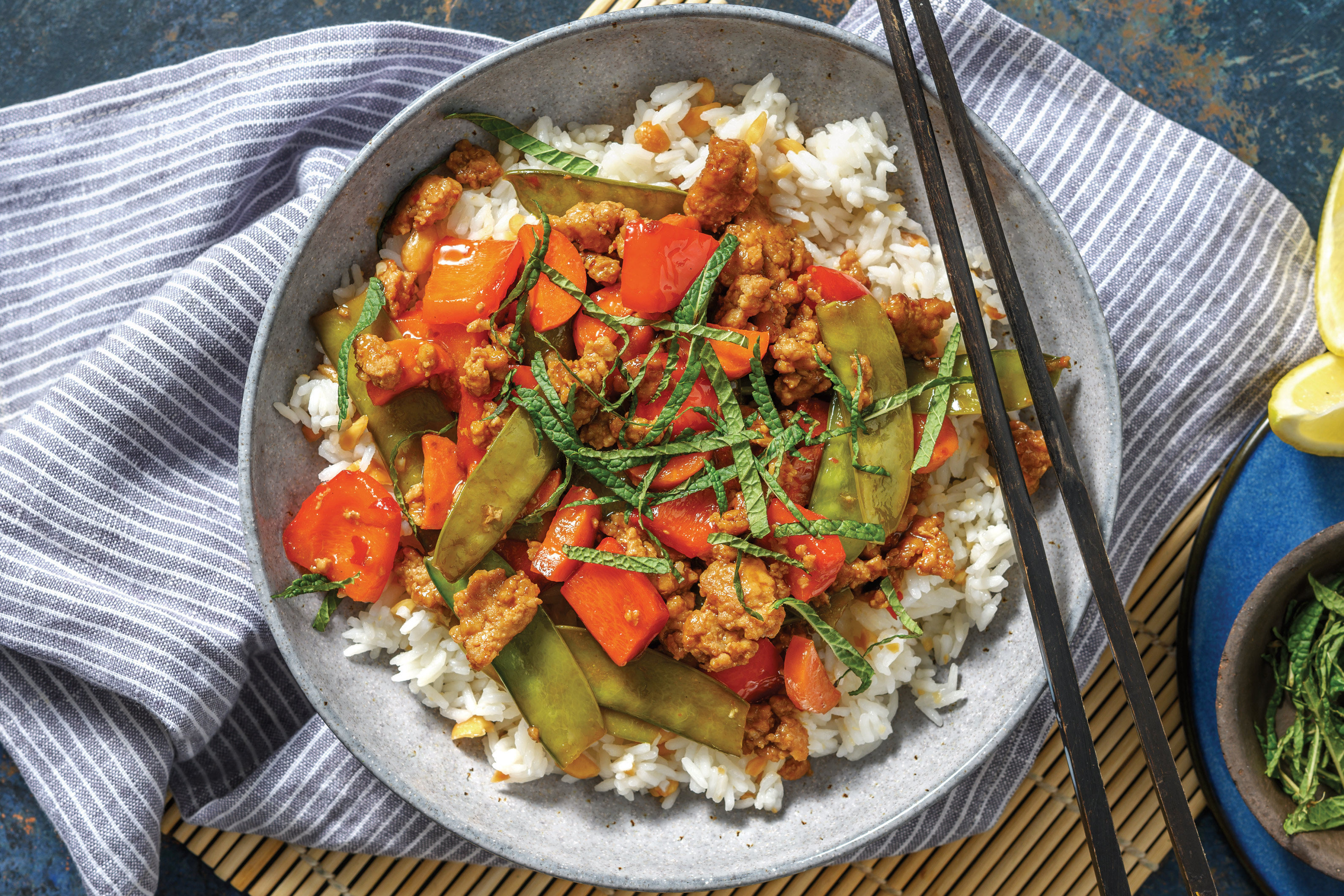Thai Sweet Chilli & Mint Pork Bowl Recipe HelloFresh