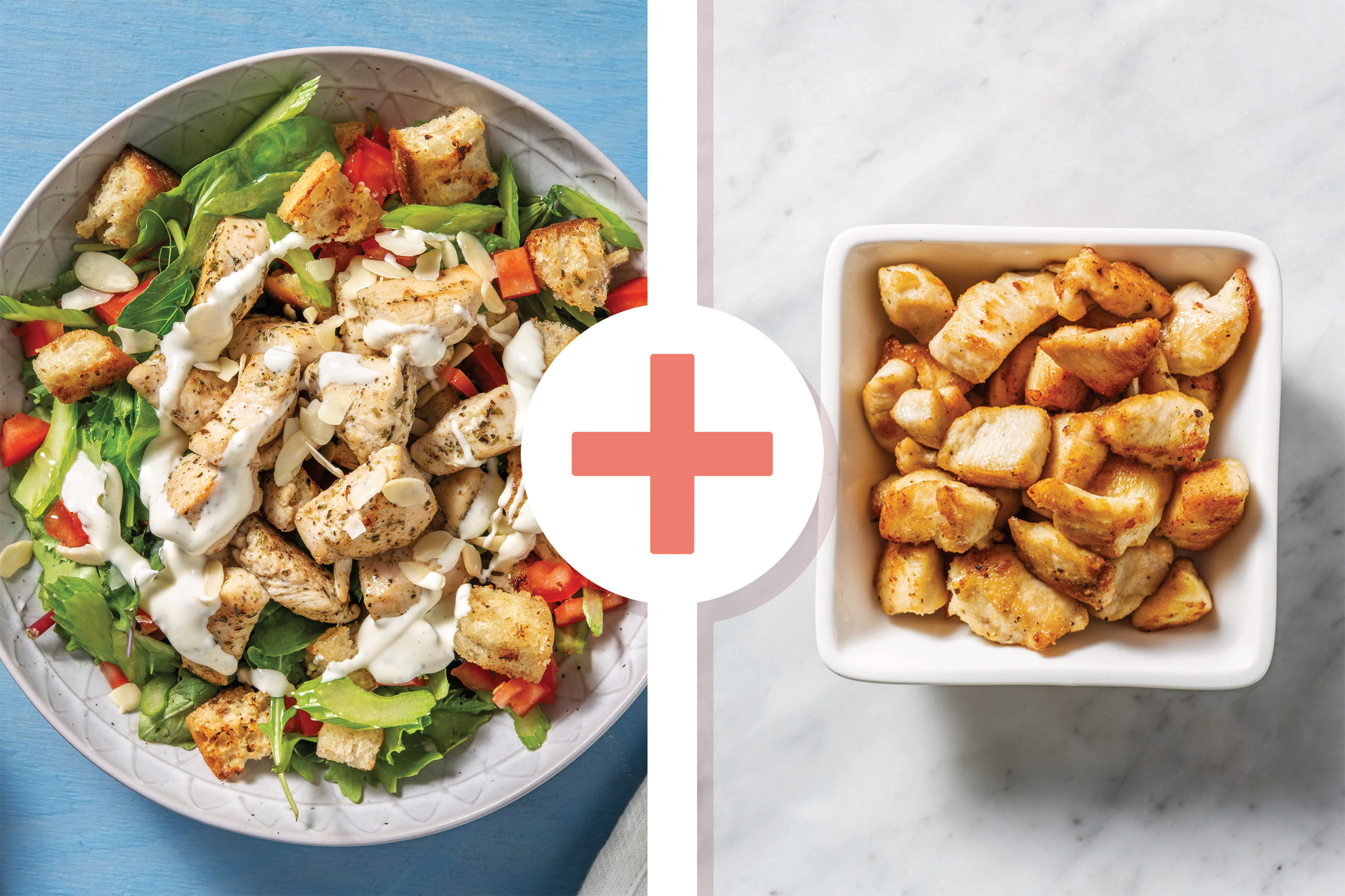 Double Garlic Chicken & Crouton Salad Recipe HelloFresh