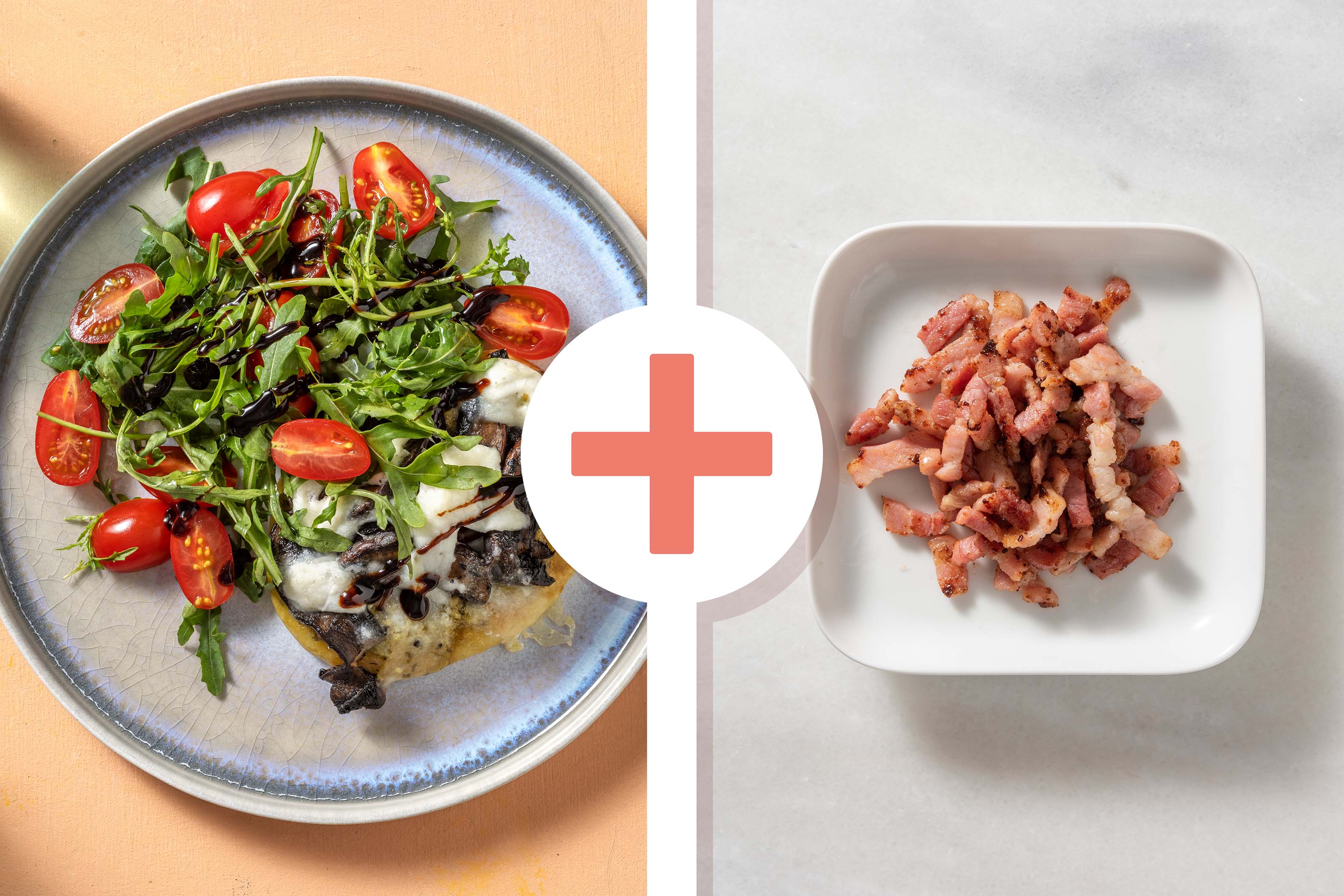 Garlic Portobello Mushroom Naanizza with Bacon Lardons Recipe HelloFresh