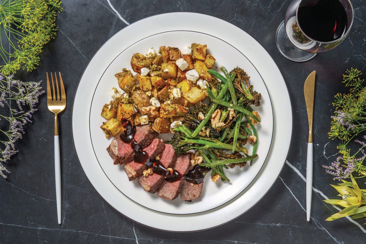 Glazed Beef Eye Fillet & Garlic Greens Recipe HelloFresh