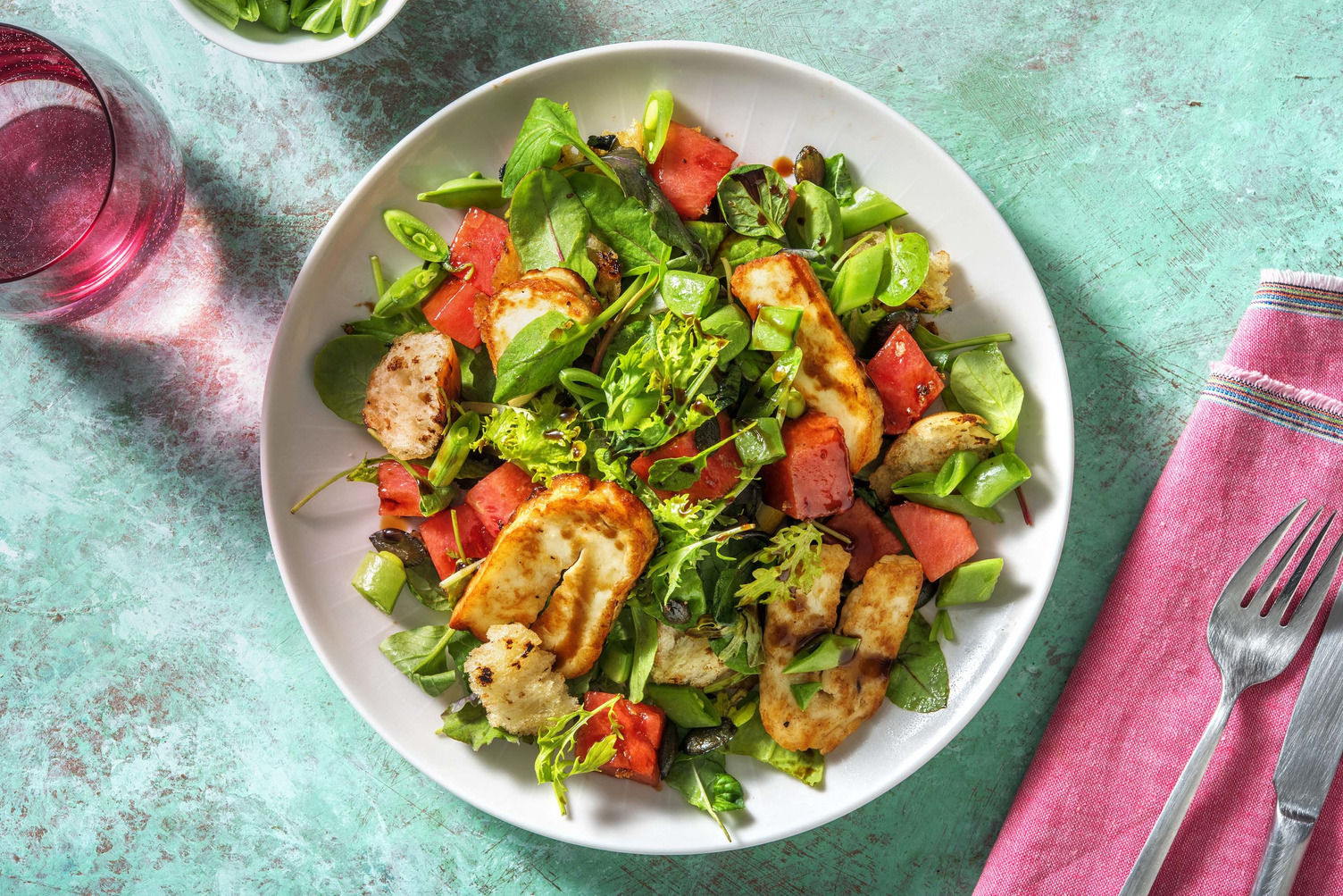 Golden Halloumi, Fresh Watermelon and Pea Salad Recipe HelloFresh