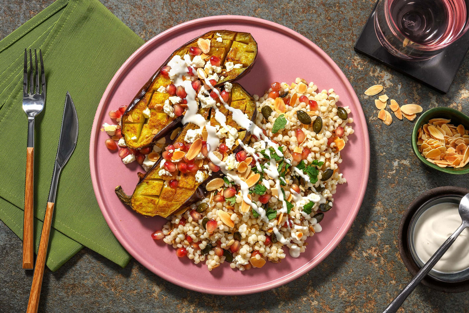 Gratin d'aubergine au fromage grec et graines de grenade Recette