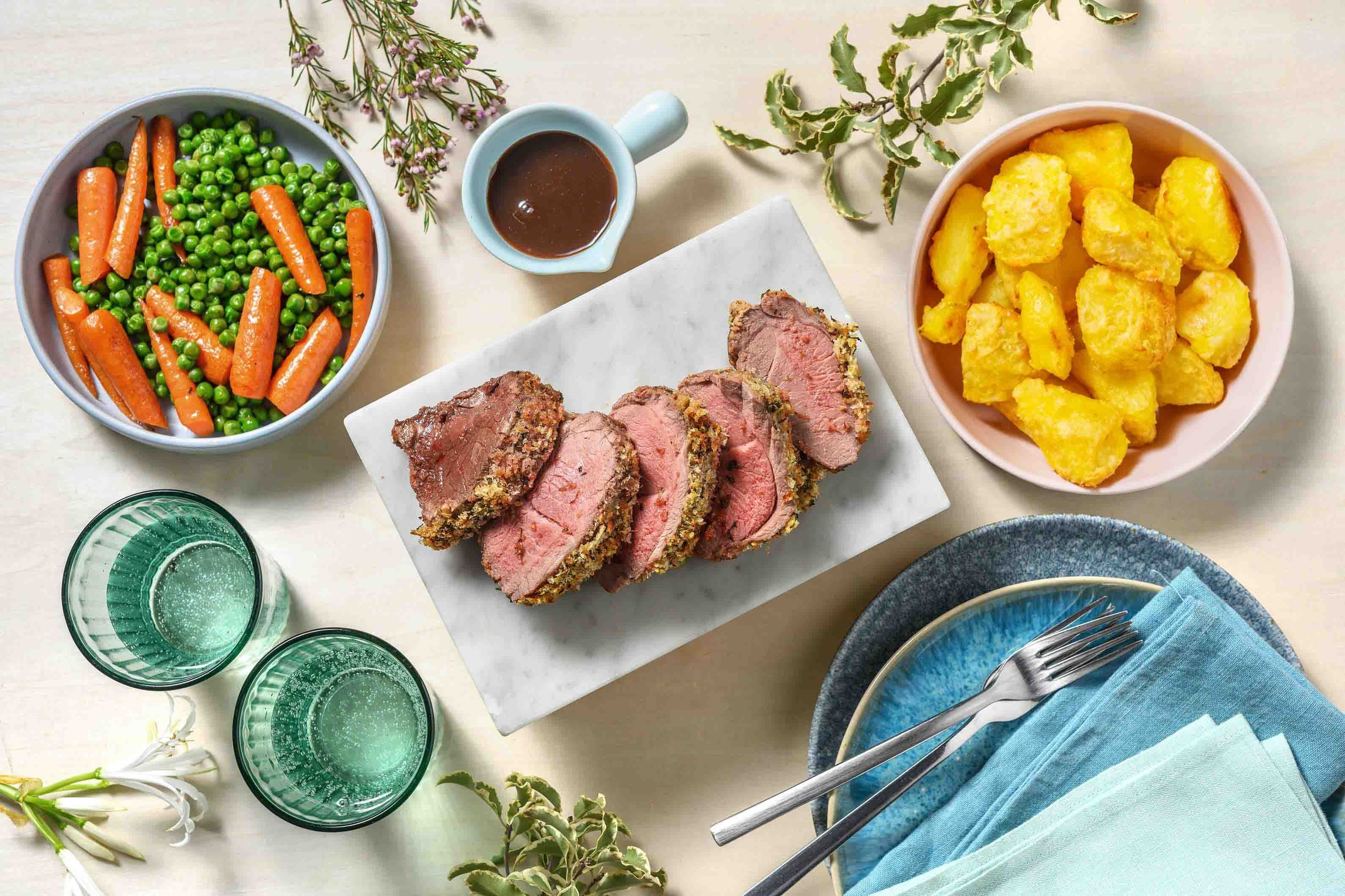 Herb Crusted Roast Lamb and Red Wine Jus Recipe HelloFresh
