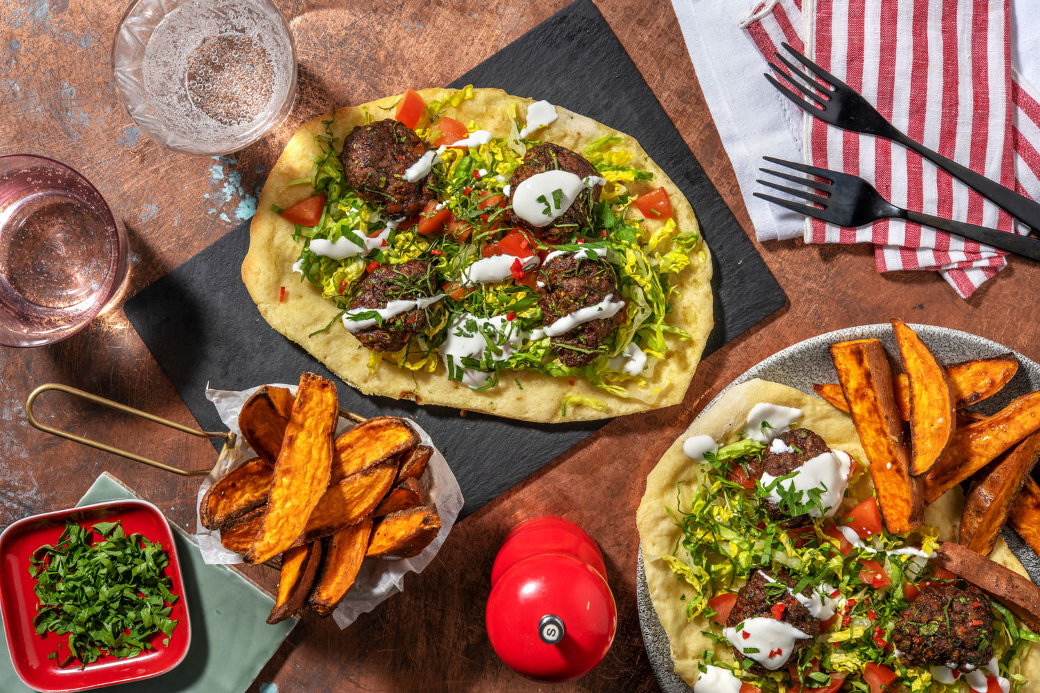 Herby Lamb Koftas on Garlic Naans Recipe HelloFresh