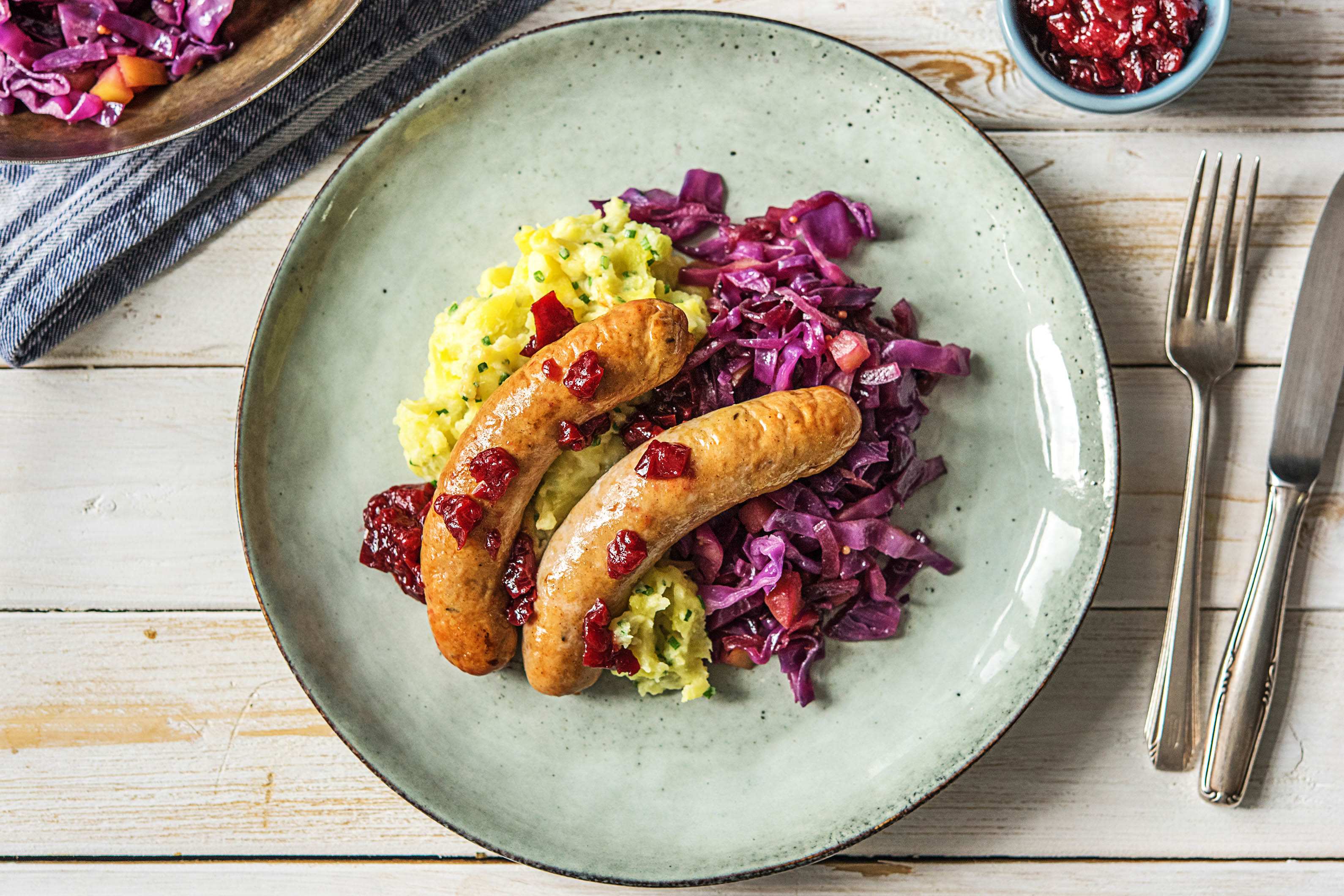 Honey Mustard Sausages with Red Cabbage Recipe HelloFresh