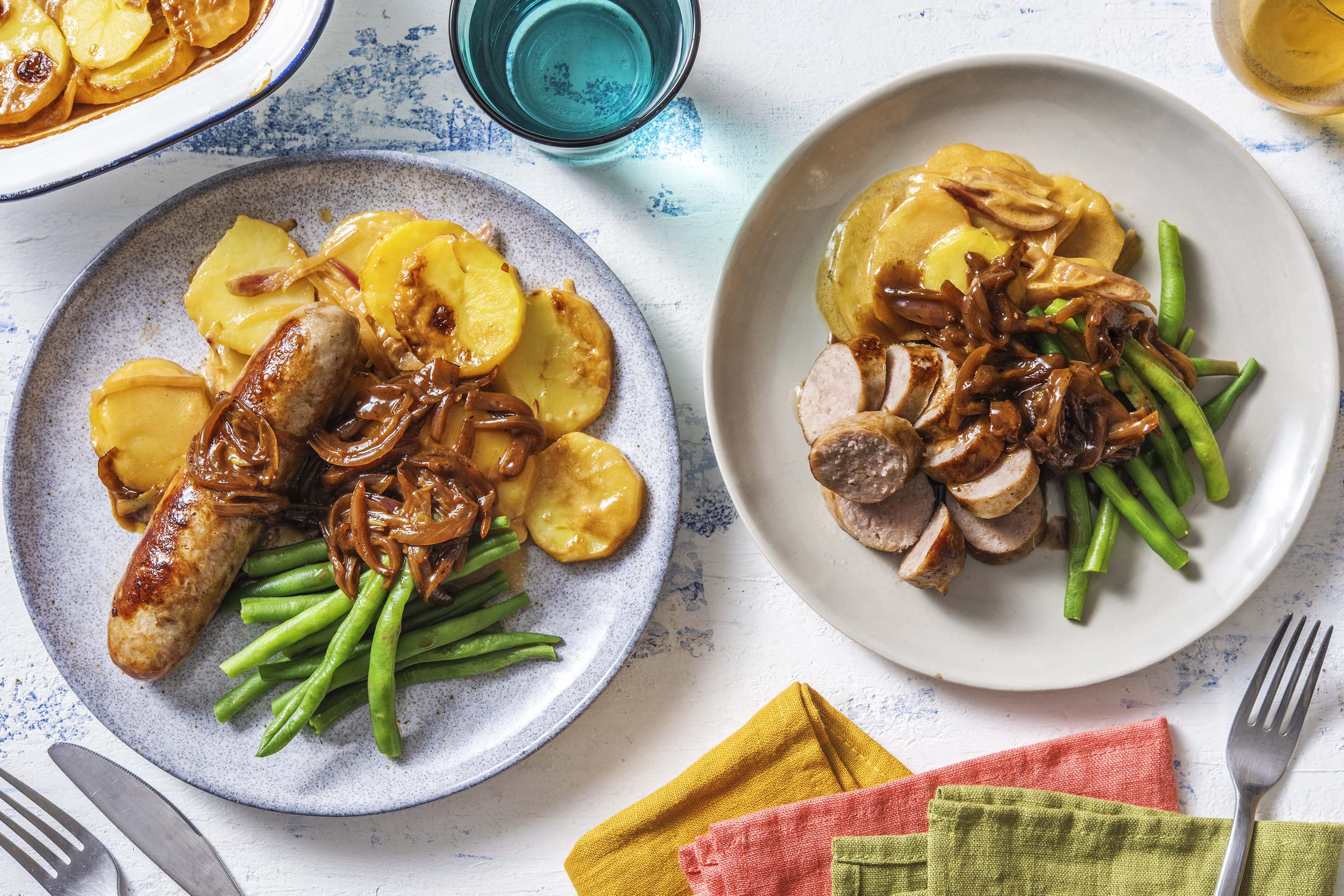 Honey Mustard Sausages & Potato Gratin Recipe HelloFresh