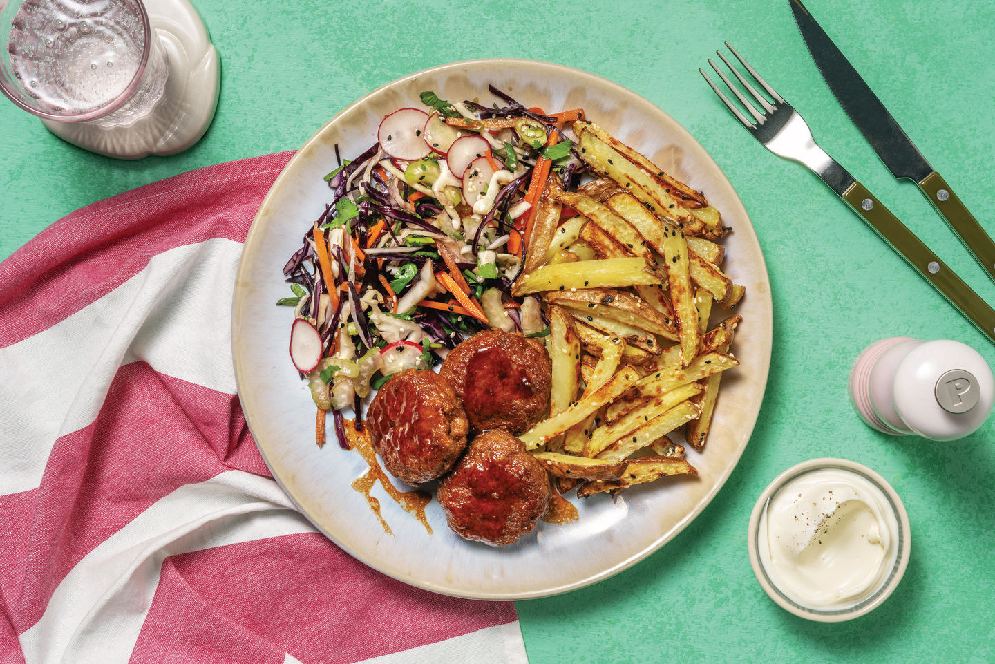 Honey-Soy Beef Rissoles & Sesame Fries Recipe | HelloFresh