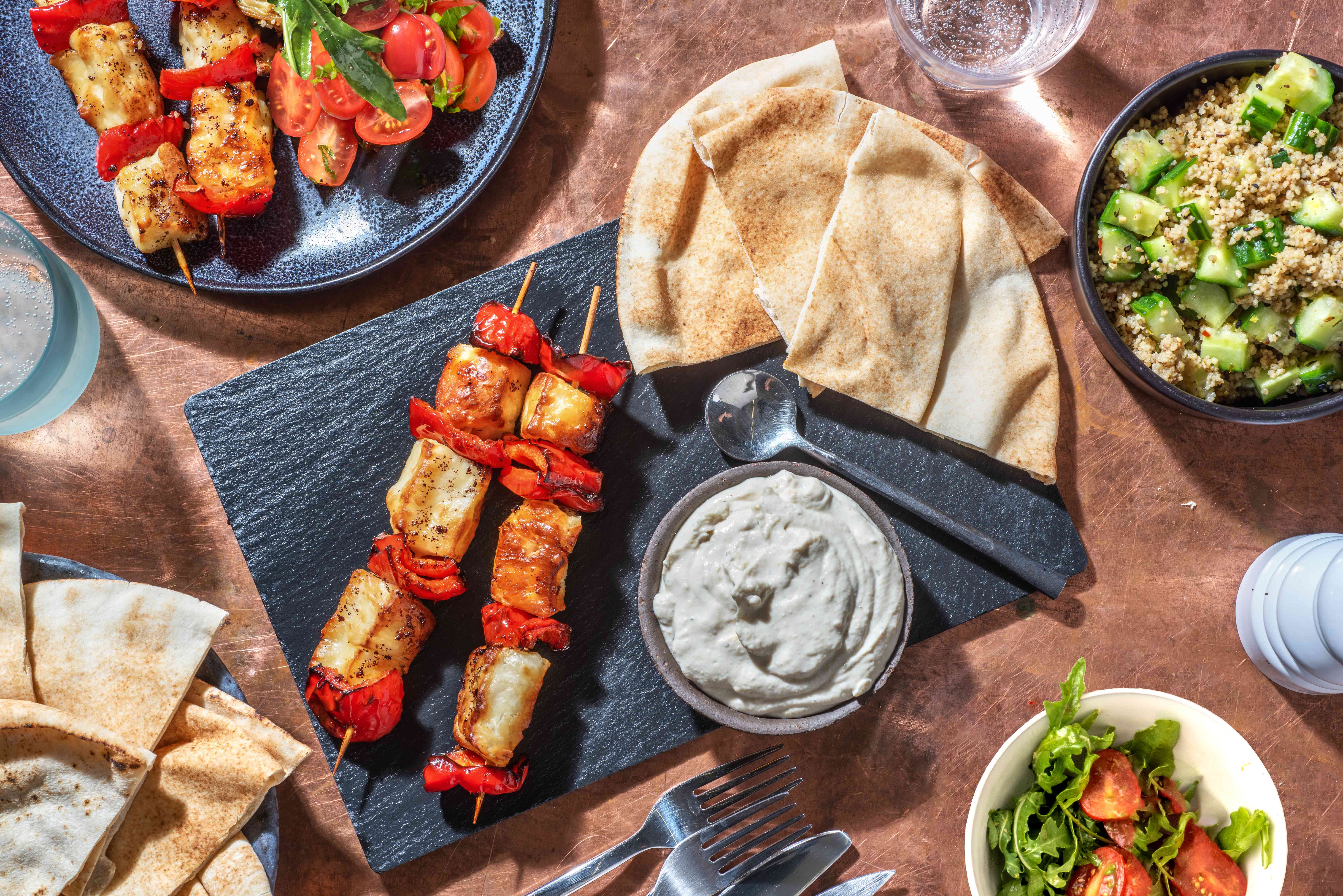 Grilled Halloumi Skewers with Greek-Inspired Marinade - Fork in