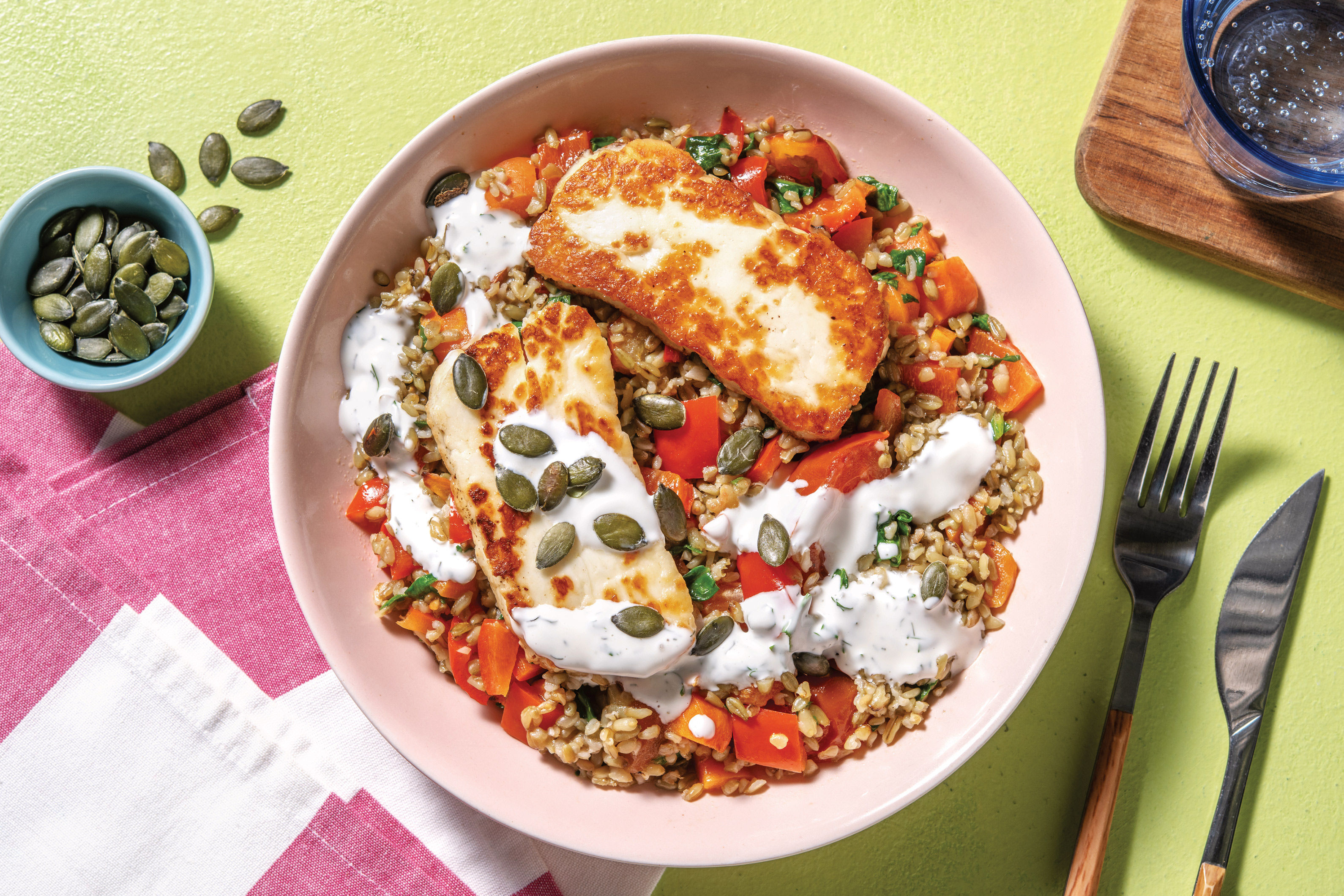 Honey Haloumi & Roast Veggie Freekeh Recipe HelloFresh