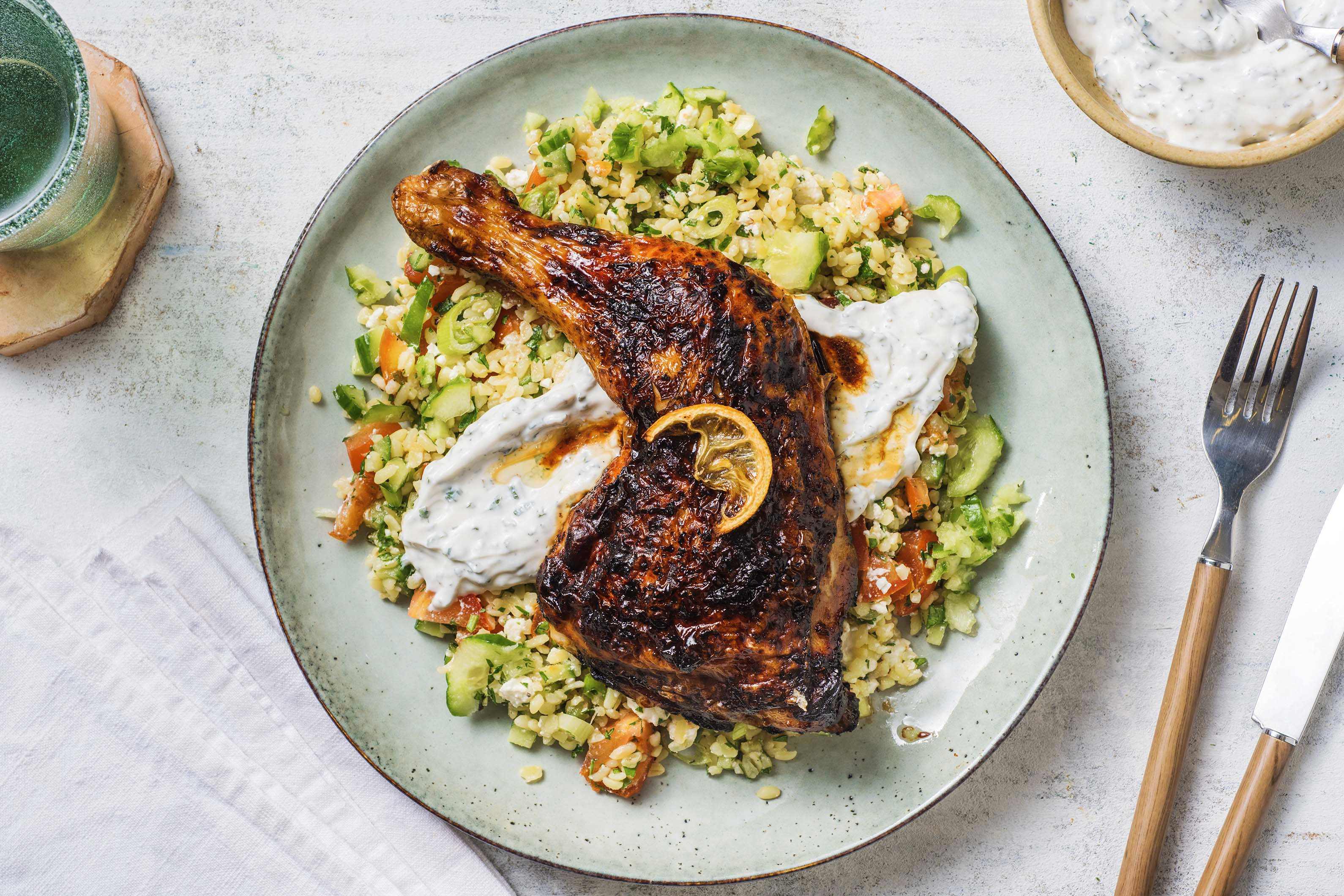 Honig-Zitronen-Keulen mit Tabbouleh Rezept | HelloFresh