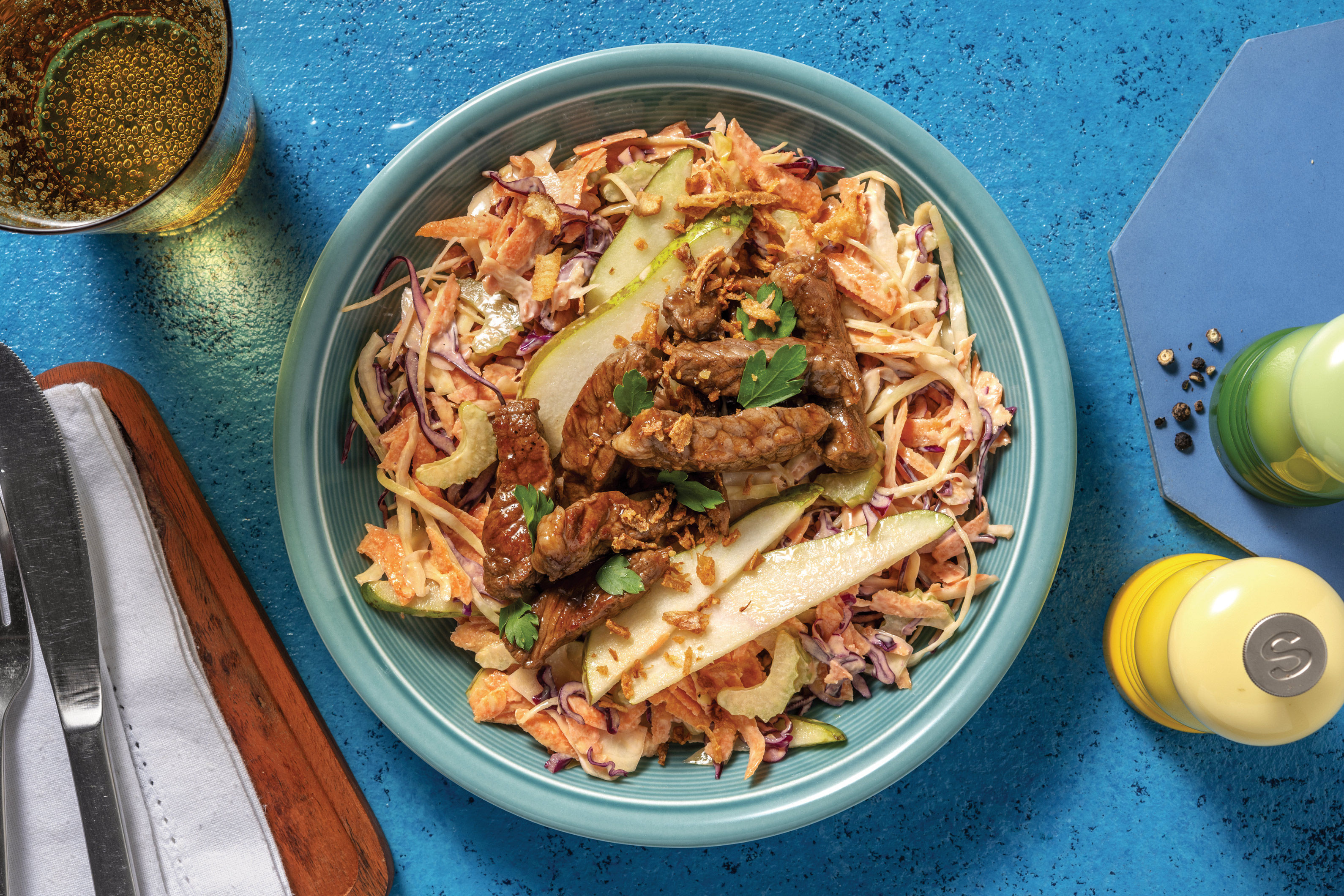 Korean Garlic Beef & Sesame Pear Slaw Bowl Recipe HelloFresh