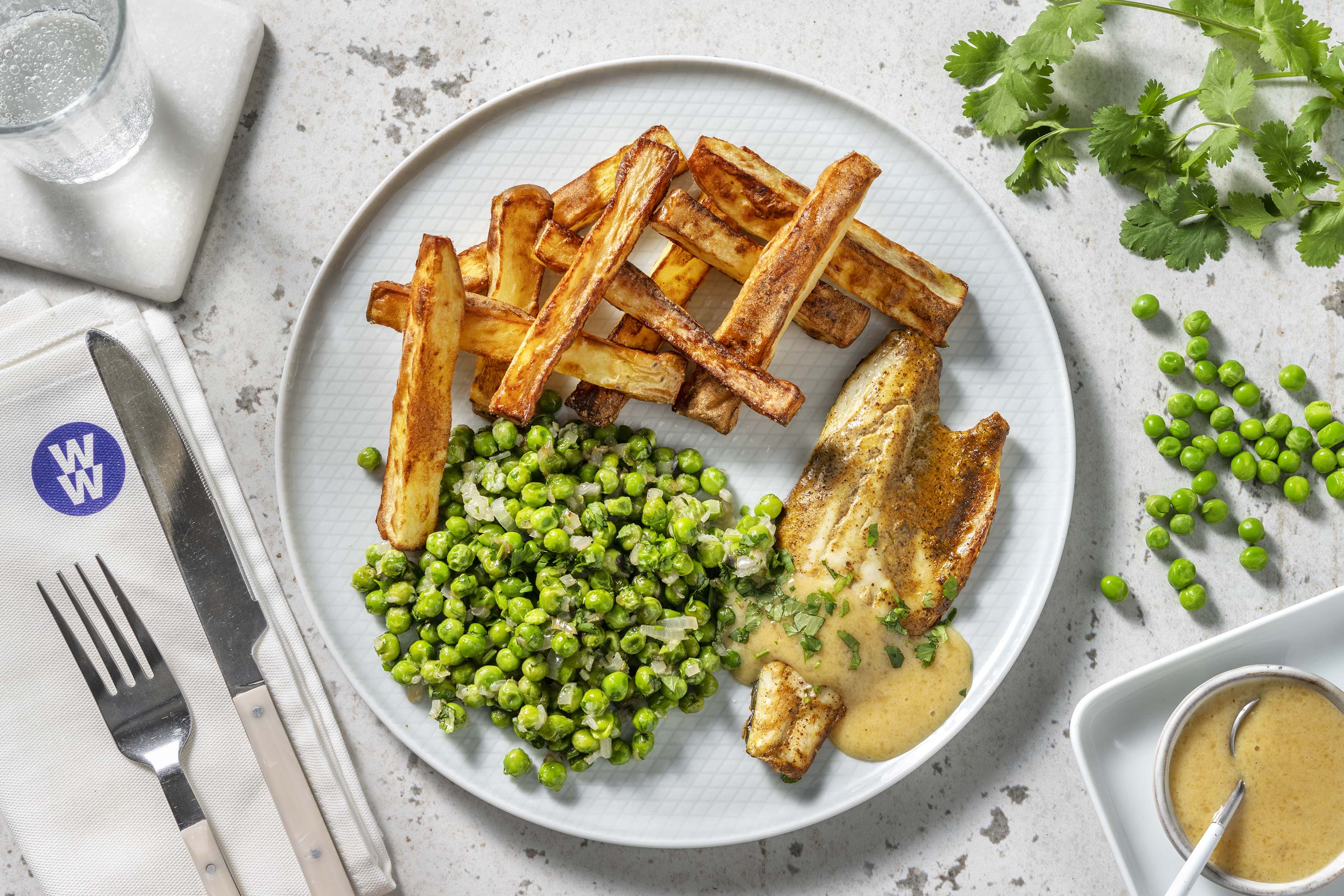 Korma Baked Sea Bass and Chips Recipe | HelloFresh