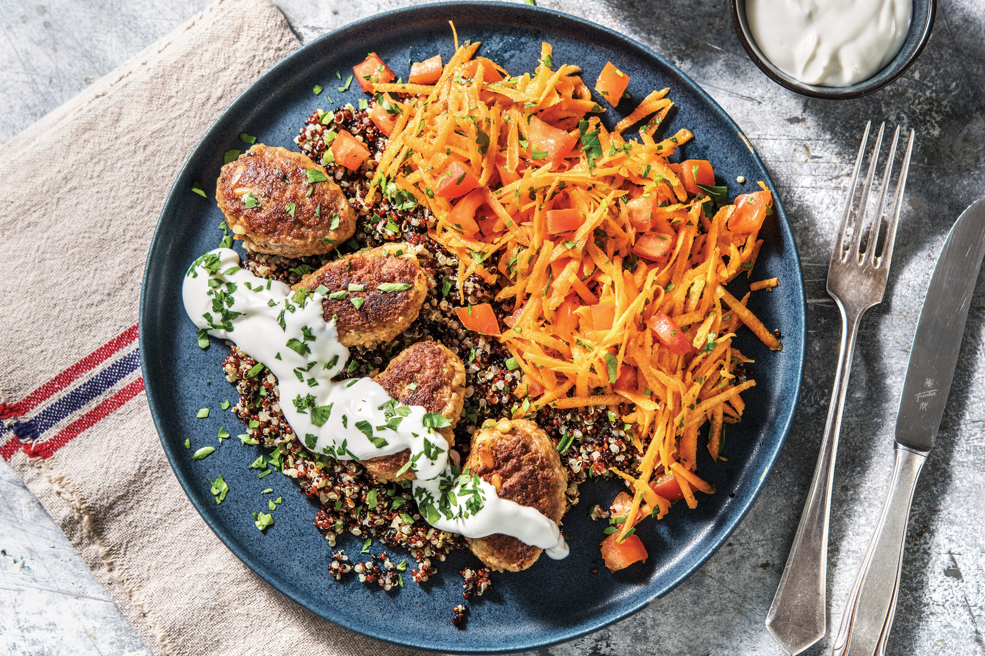 Lebanese Lamb Koftas With Quinoa Lemon Yoghurt Recipe HelloFresh