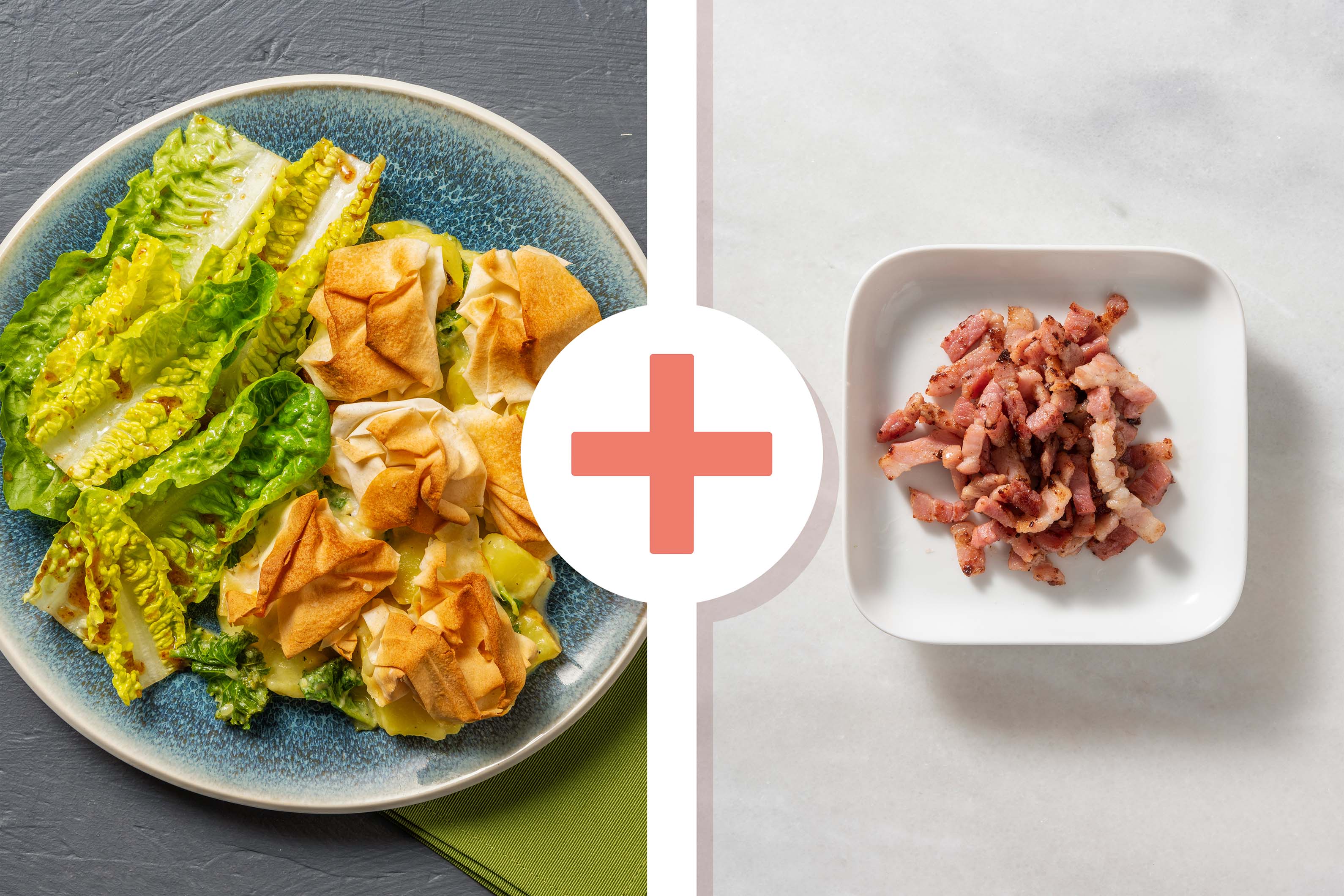 Leek, Kale and Potato Filo Scrunch Pie with Bacon Lardons Recipe