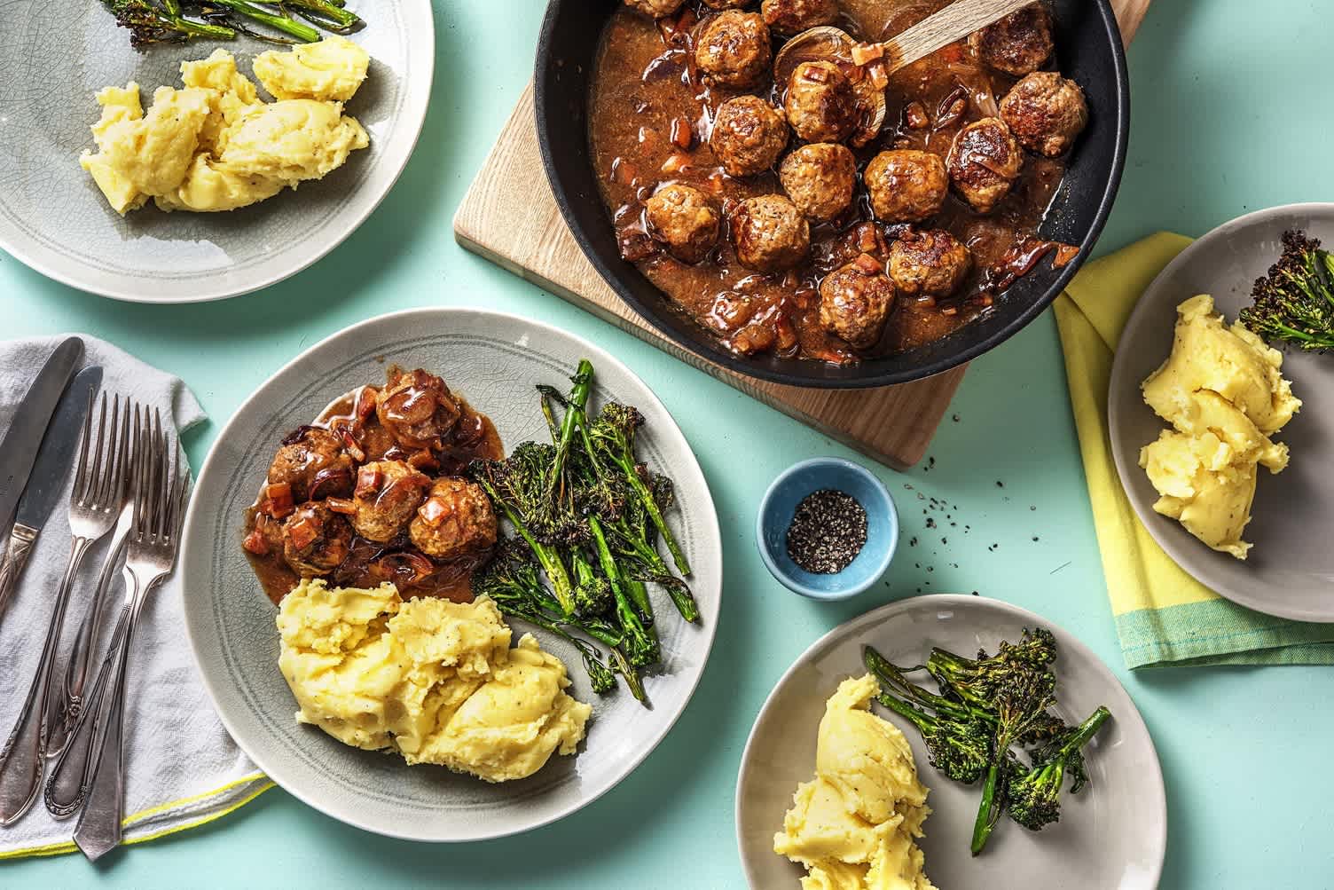 Meatballs with Bacon and Onion Gravy Recipe HelloFresh