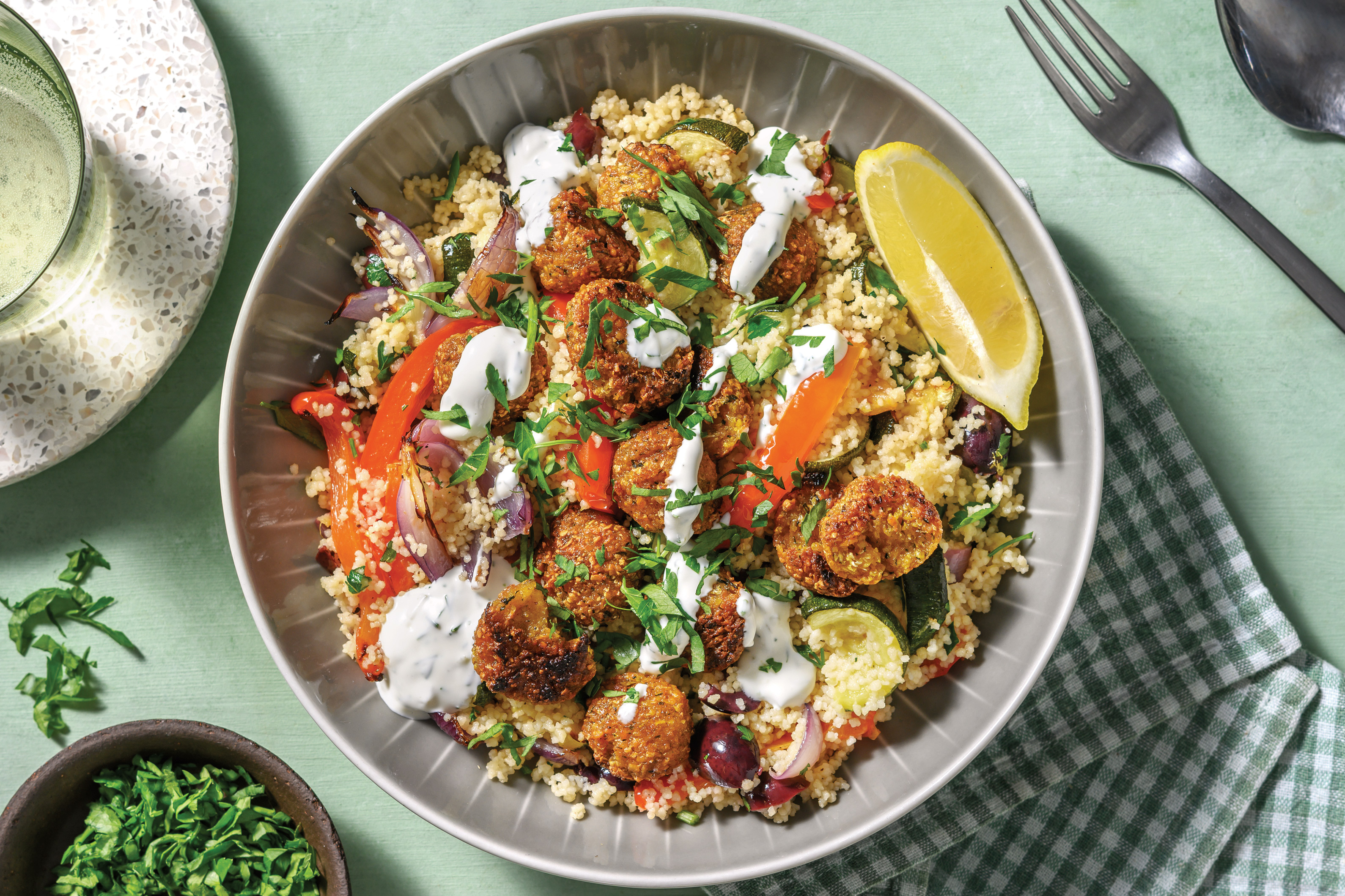 Falafel & Lemony Couscous Recipe | HelloFresh