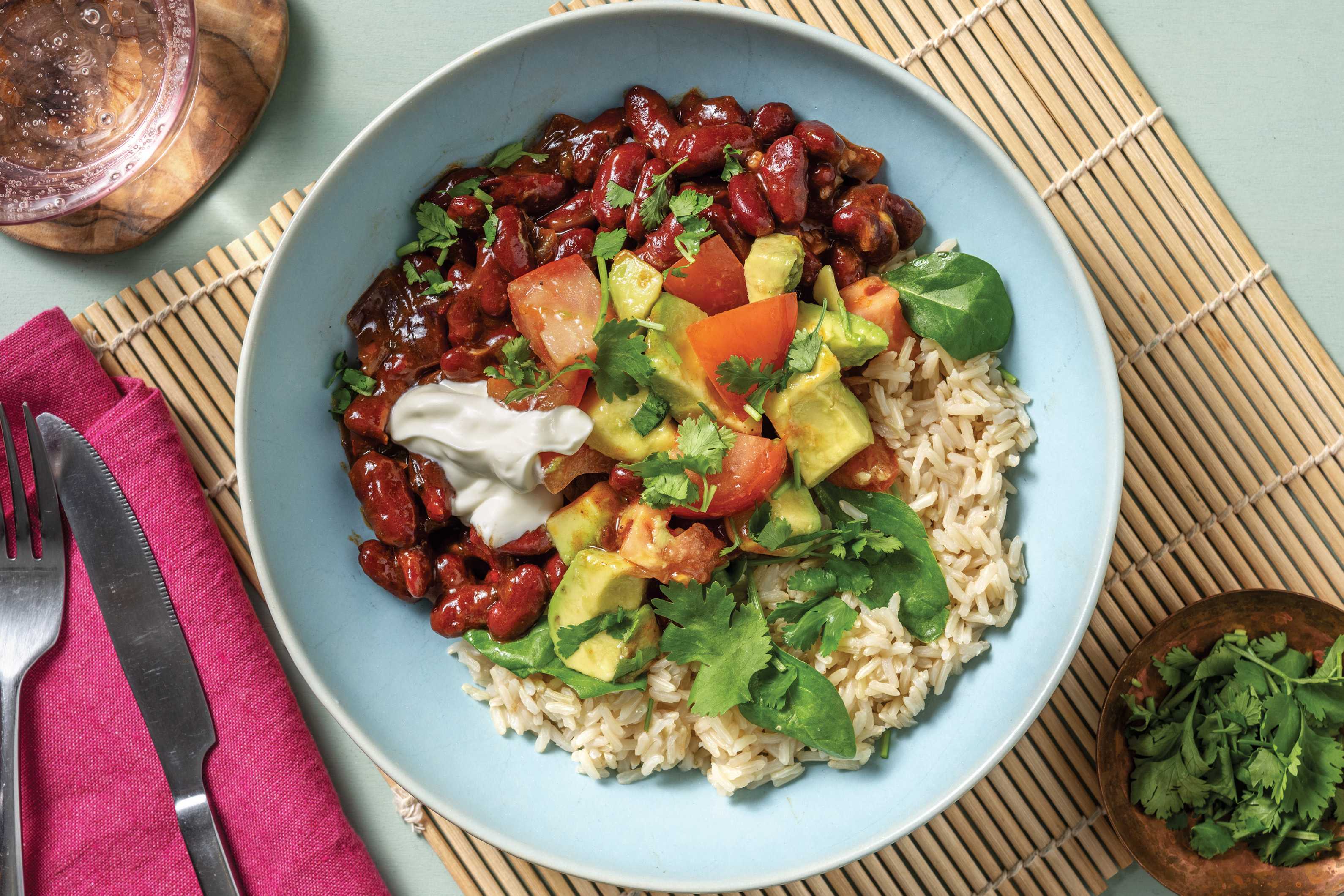 Mexican Kidney Bean & Spinach Brown Rice Bowl Recipe HelloFresh