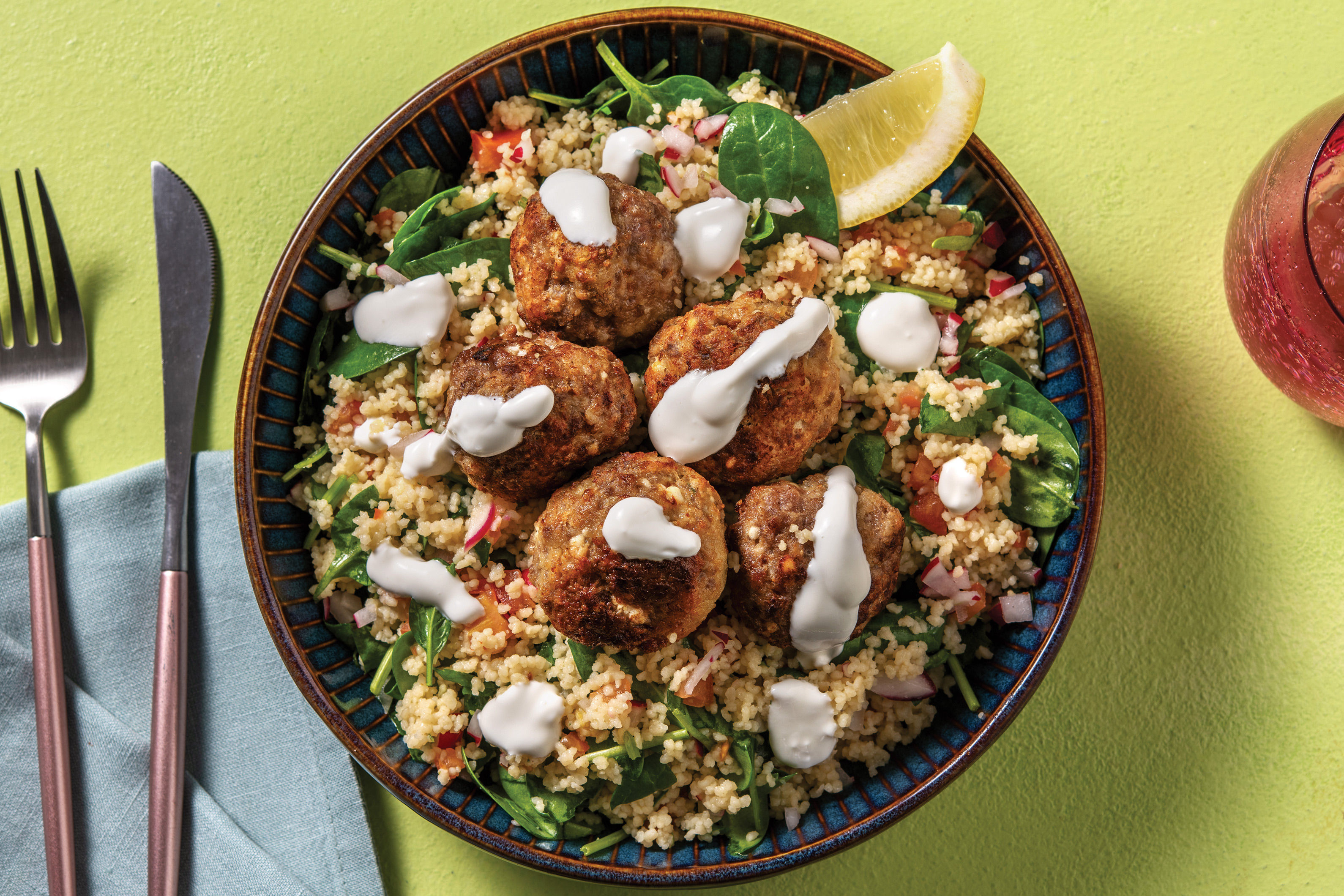 Middle Eastern Beef & Crumbly Cheese Meatballs Recipe HelloFresh