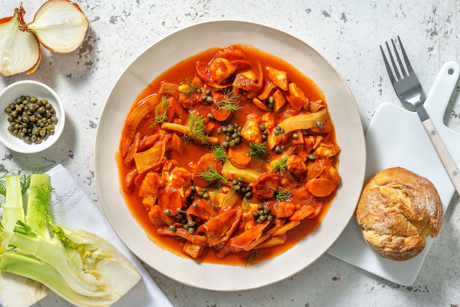 Mijoté de poisson à la sicilienne au fenouil et à la carotte Recette