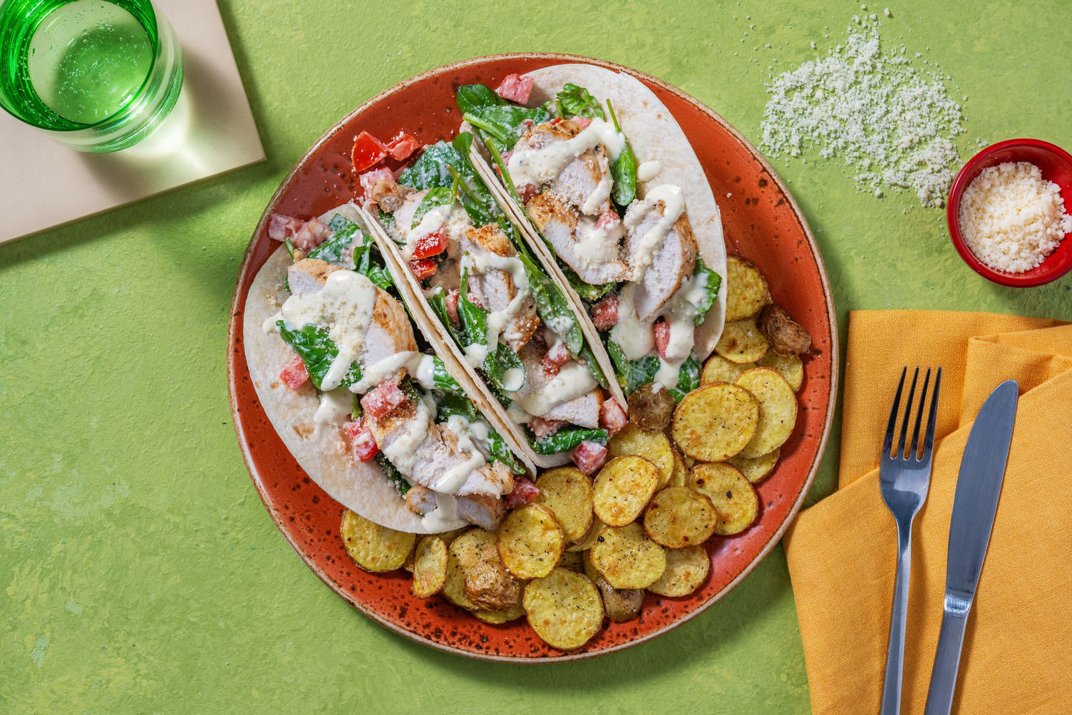 Mini wraps à la salade César au poulet Recette HelloFresh