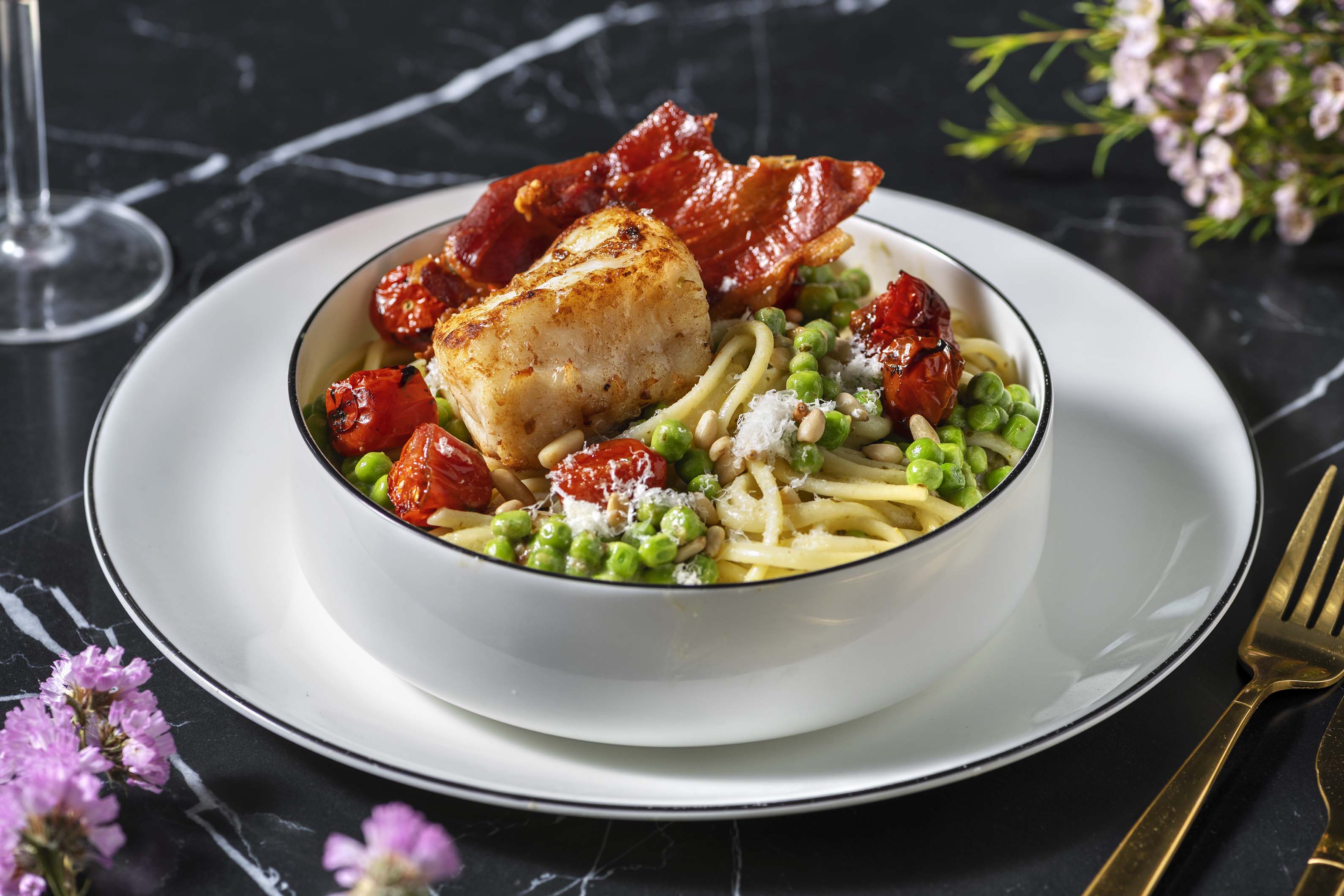 Monkfish and Creamy Pesto & Tomato Linguine Recipe HelloFresh