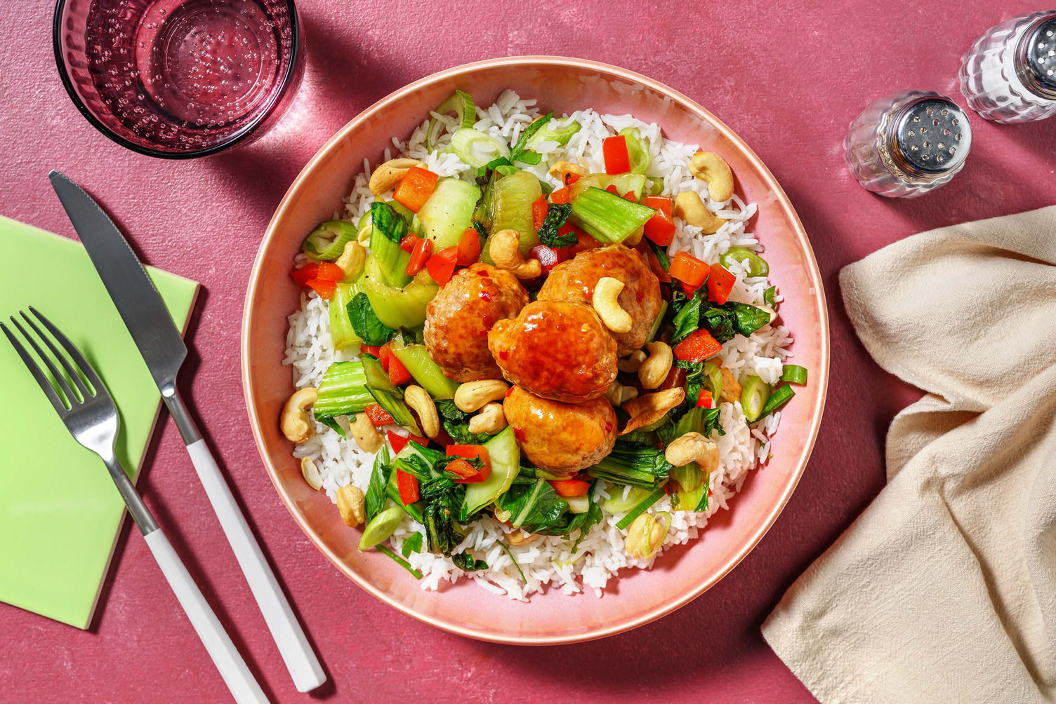 Moo Shu PlantBased Ground Protein Meatball Bowls Recipe HelloFresh