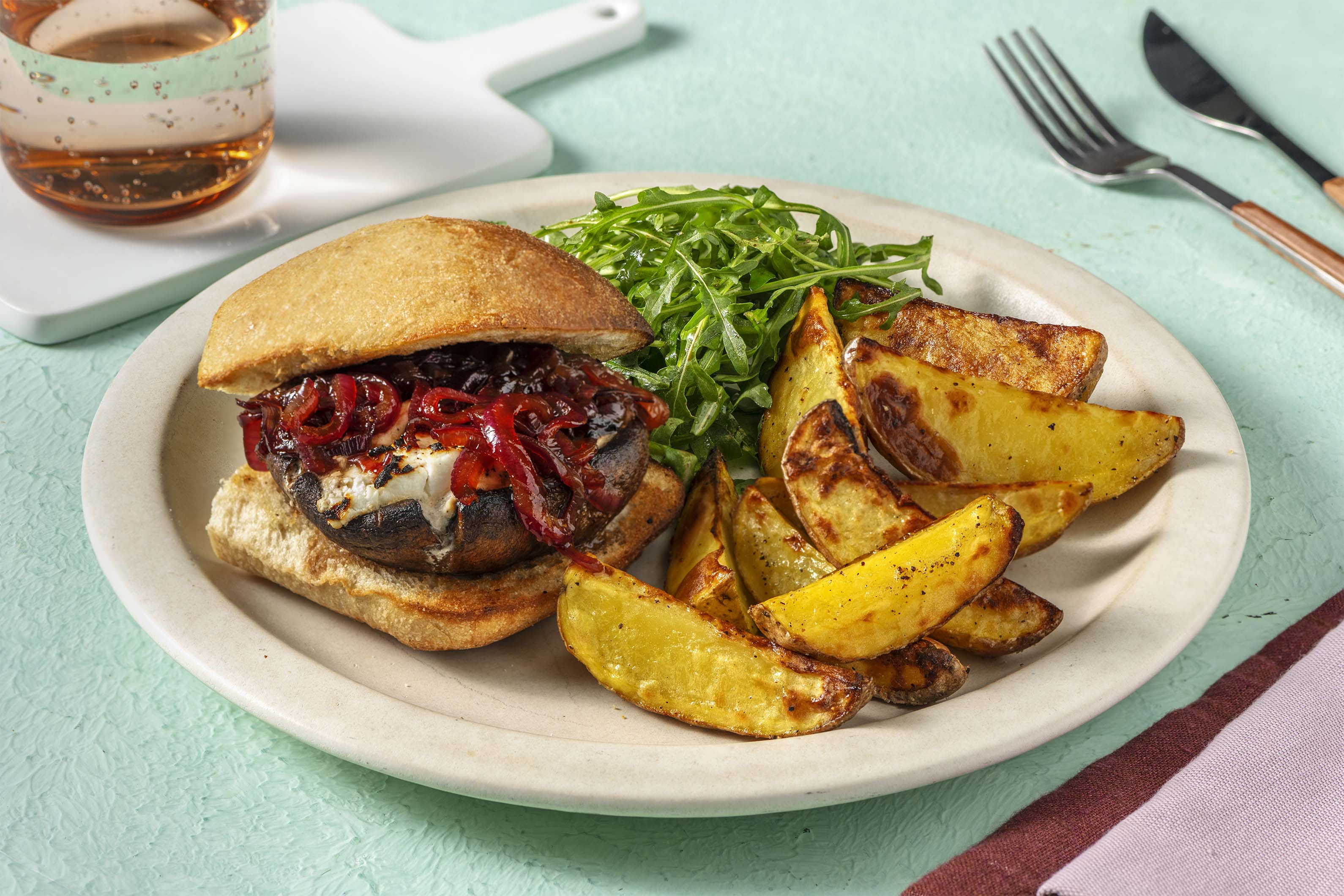 Mushroom and Goat's Cheese Burger Recipe HelloFresh