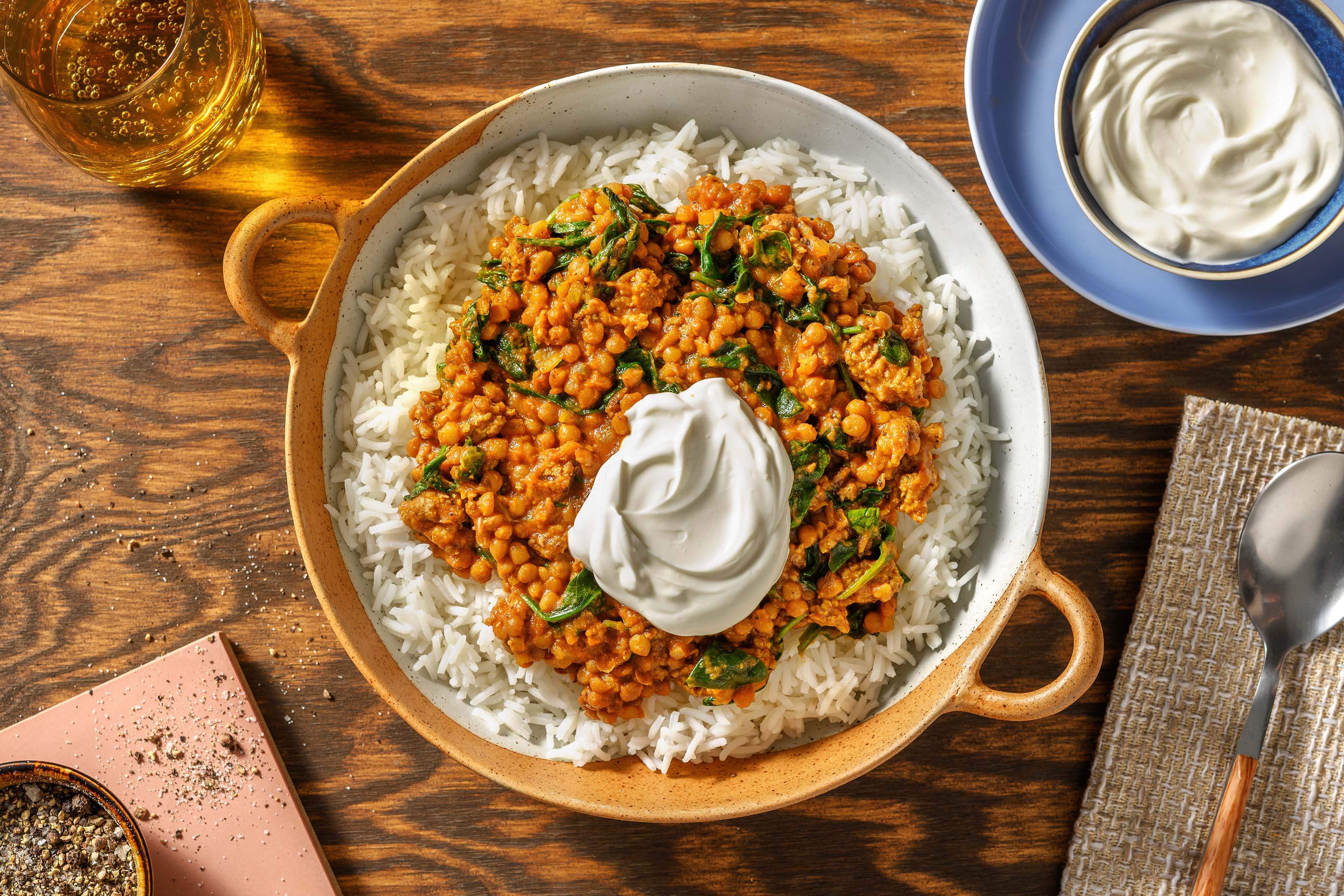 Lamb And Lentil Curry With Rice And Spinach Recipe Hellofresh