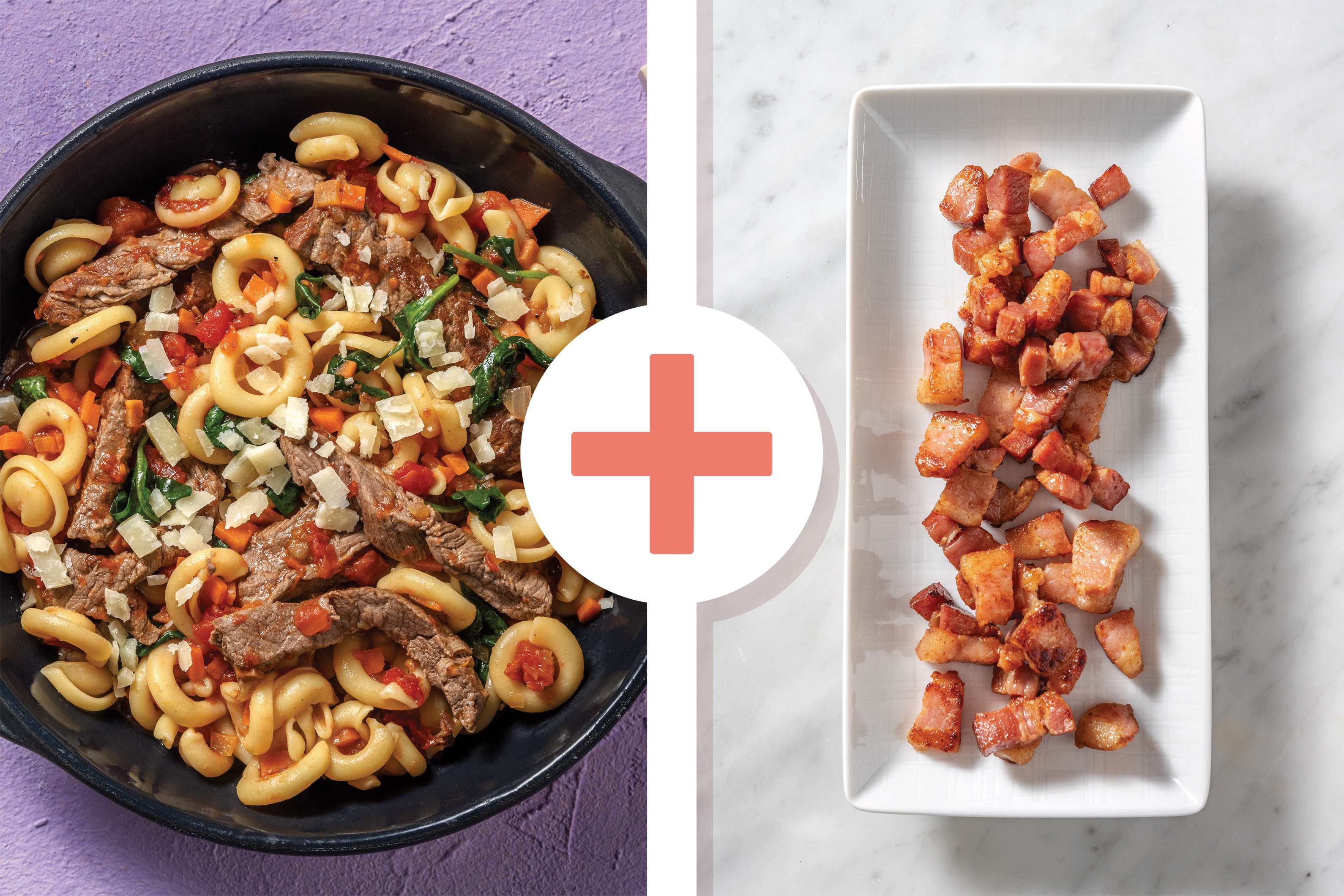 OnePot Beef & Bacon Tomato Orecchiette Recipe HelloFresh