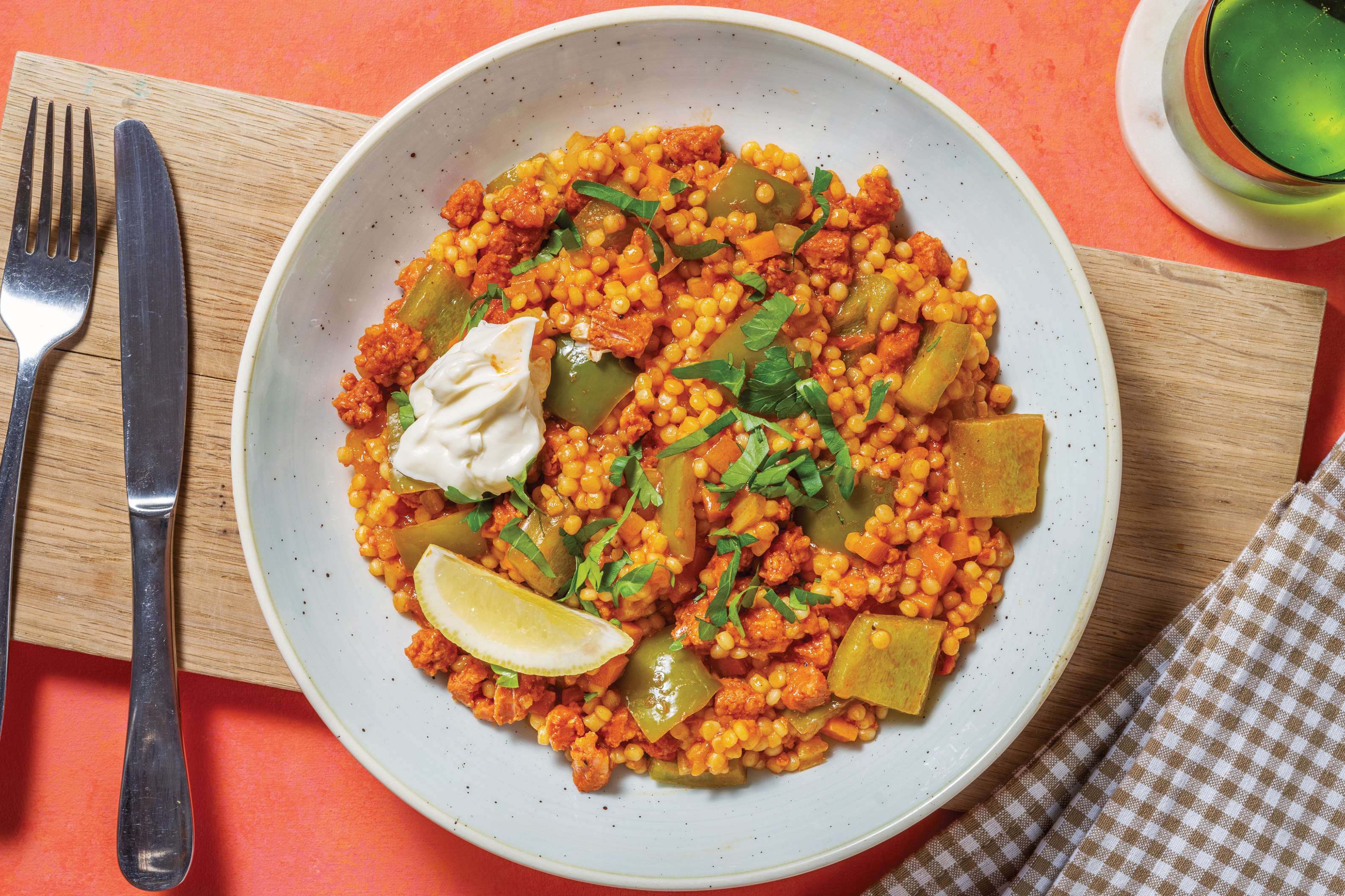 Easy Chorizo & Pearl Couscous Paella Recipe HelloFresh