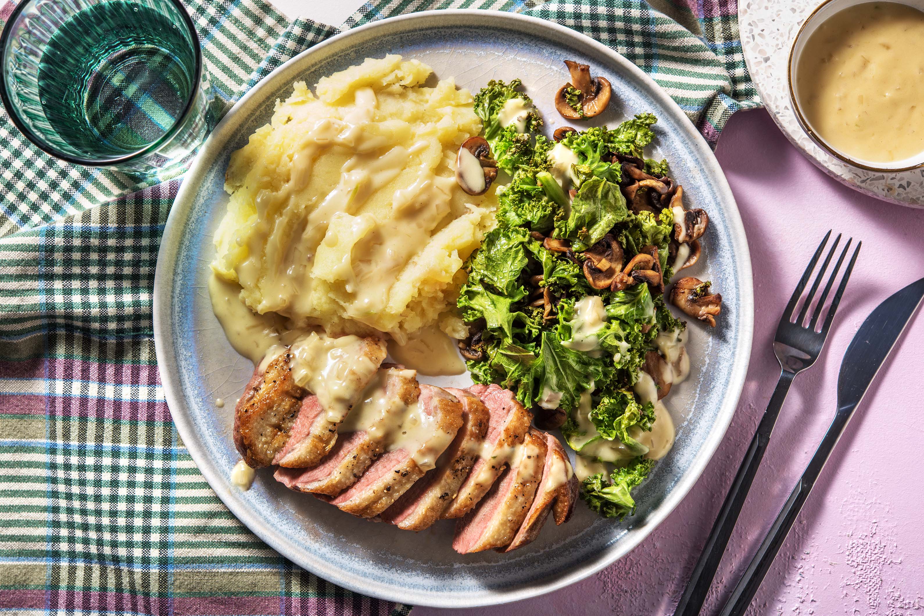 Duck with Kale, Mushrooms and Mash Recipe HelloFresh