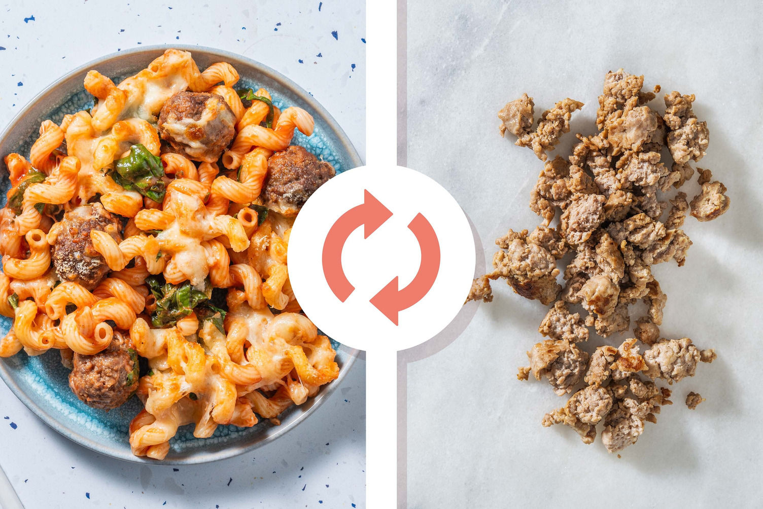 Cheesy Baked Pasta and Pork Sausage Meatballs Recipe HelloFresh