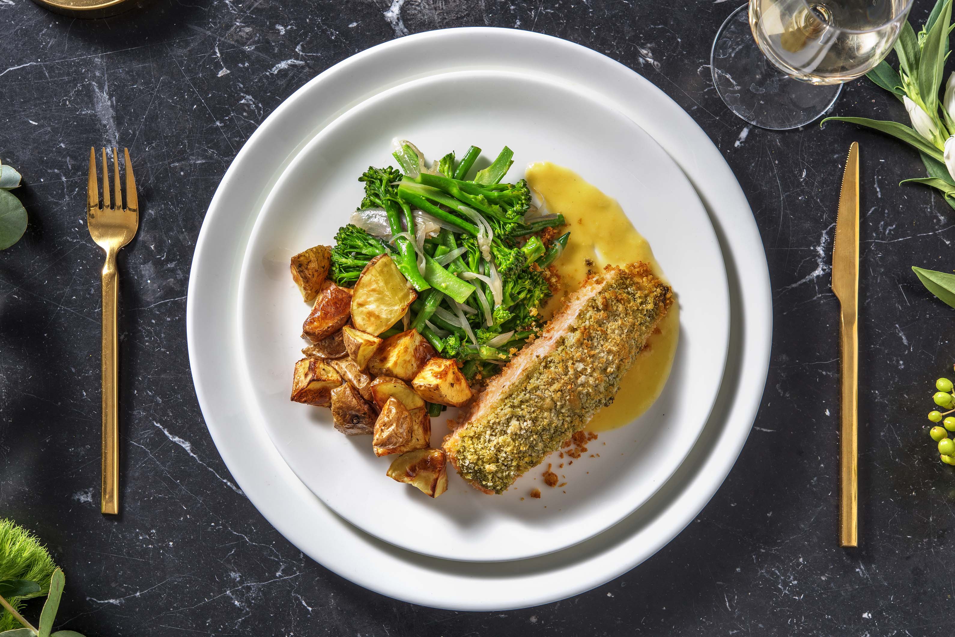 Pesto Crusted Salmon and Butter Sauce Recipe | HelloFresh