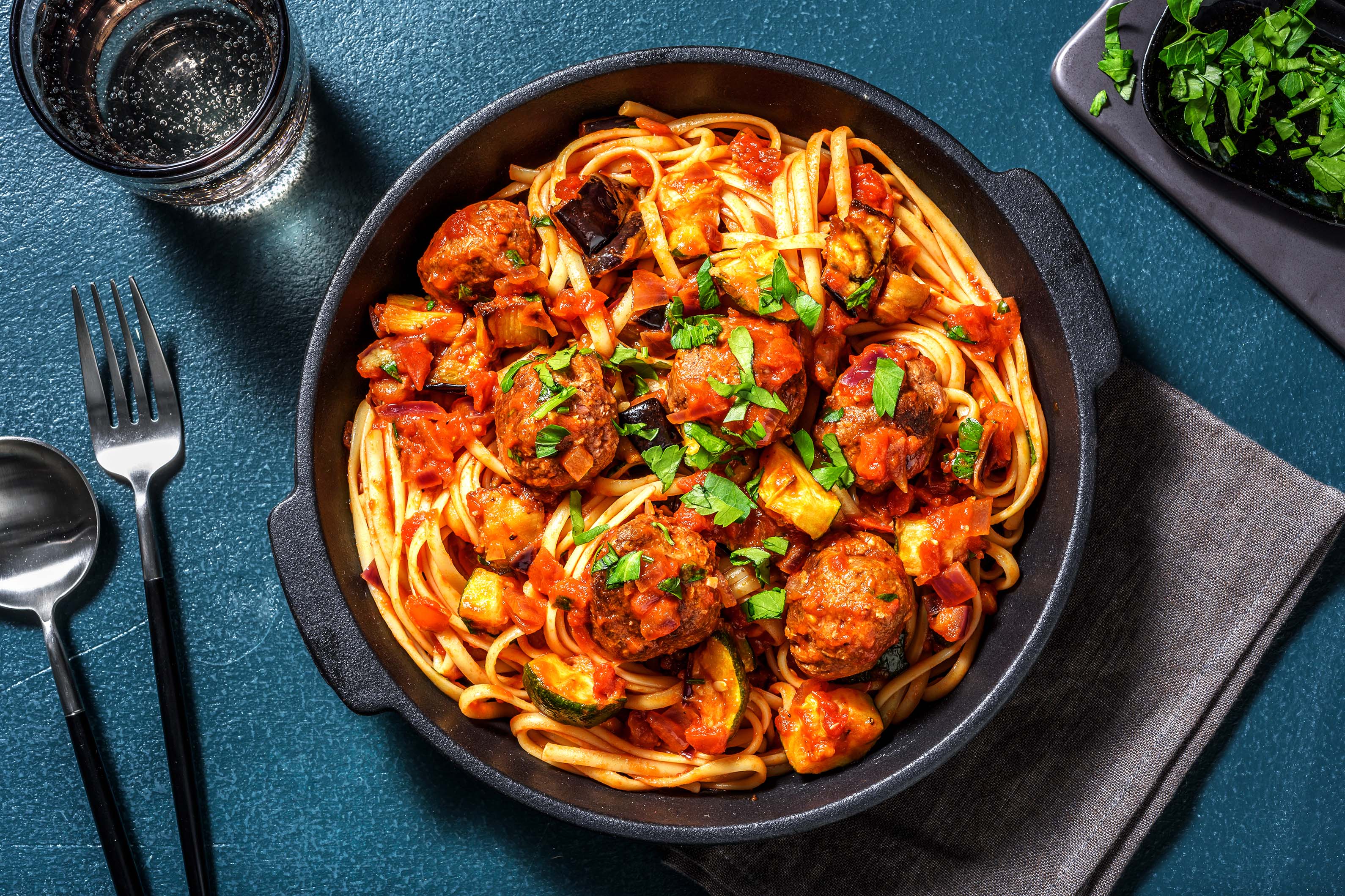 PlantBased Meatball & Roasted Veg Linguine Recipe HelloFresh