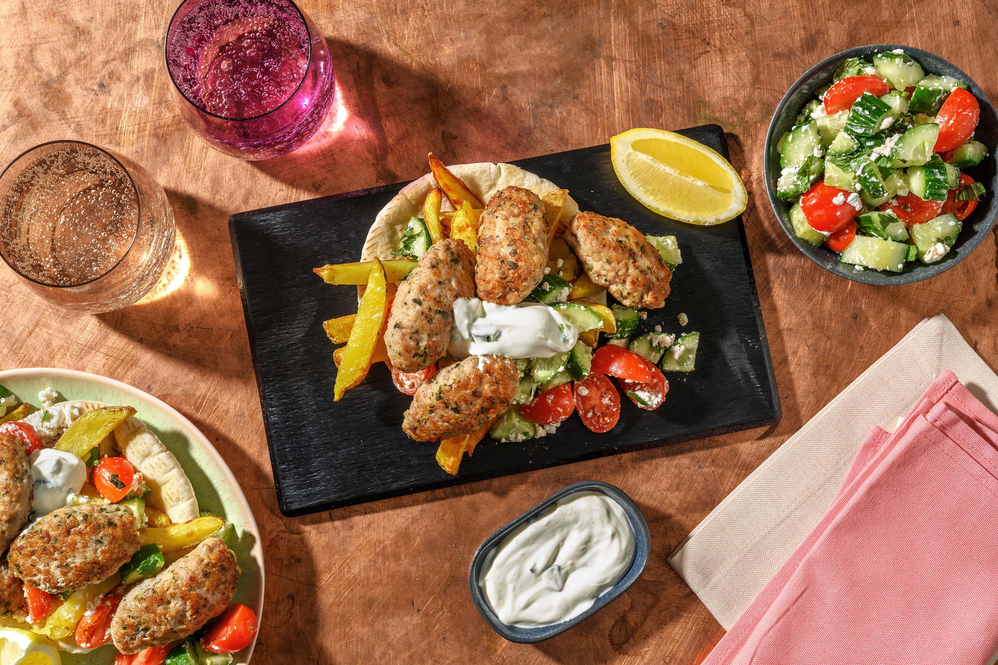 Pork Kofta Gyros and Zesty Mint Yoghurt Recipe HelloFresh
