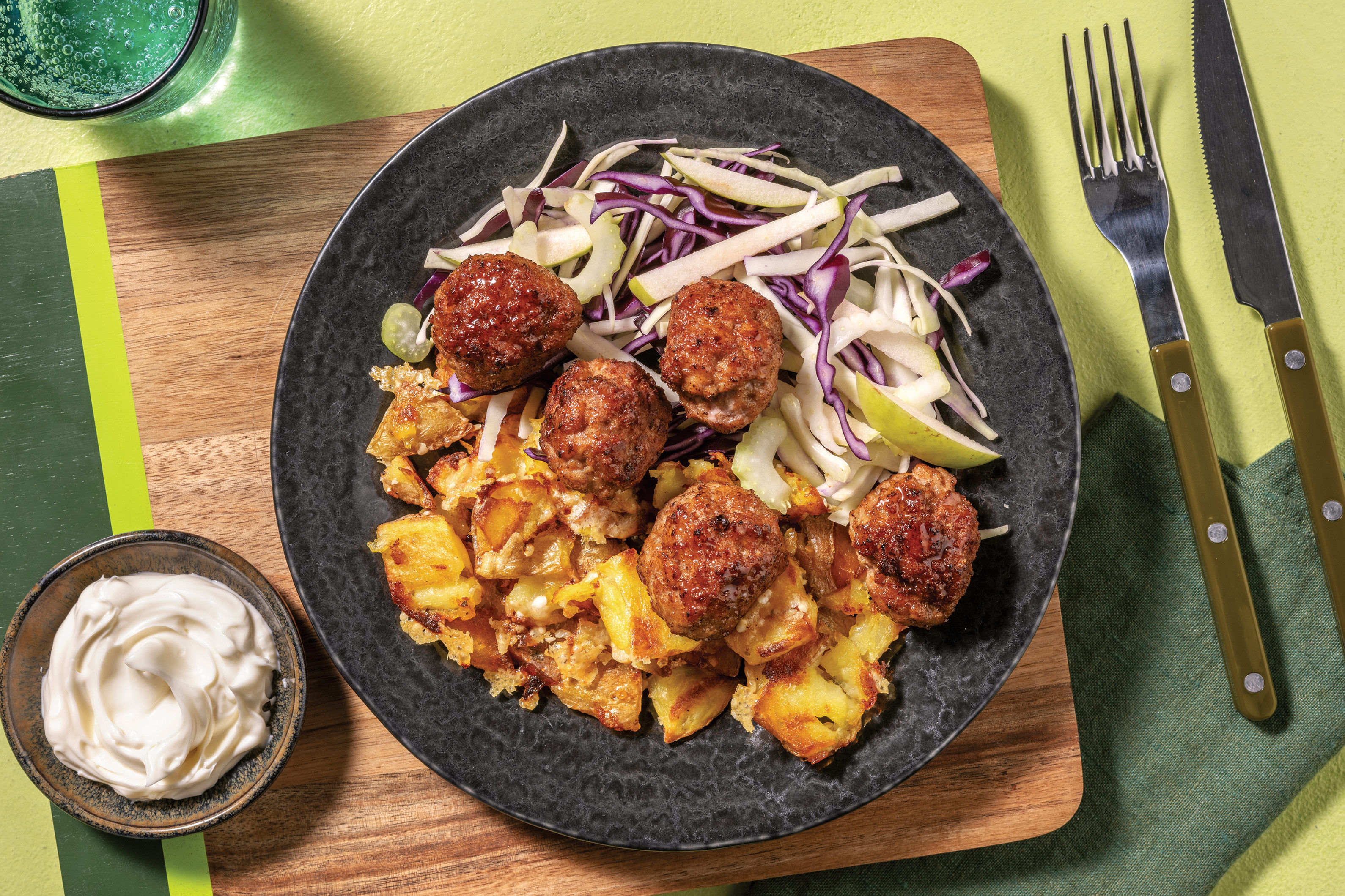 Pork Meatballs & Cheesy Roast Potatoes Recipe HelloFresh