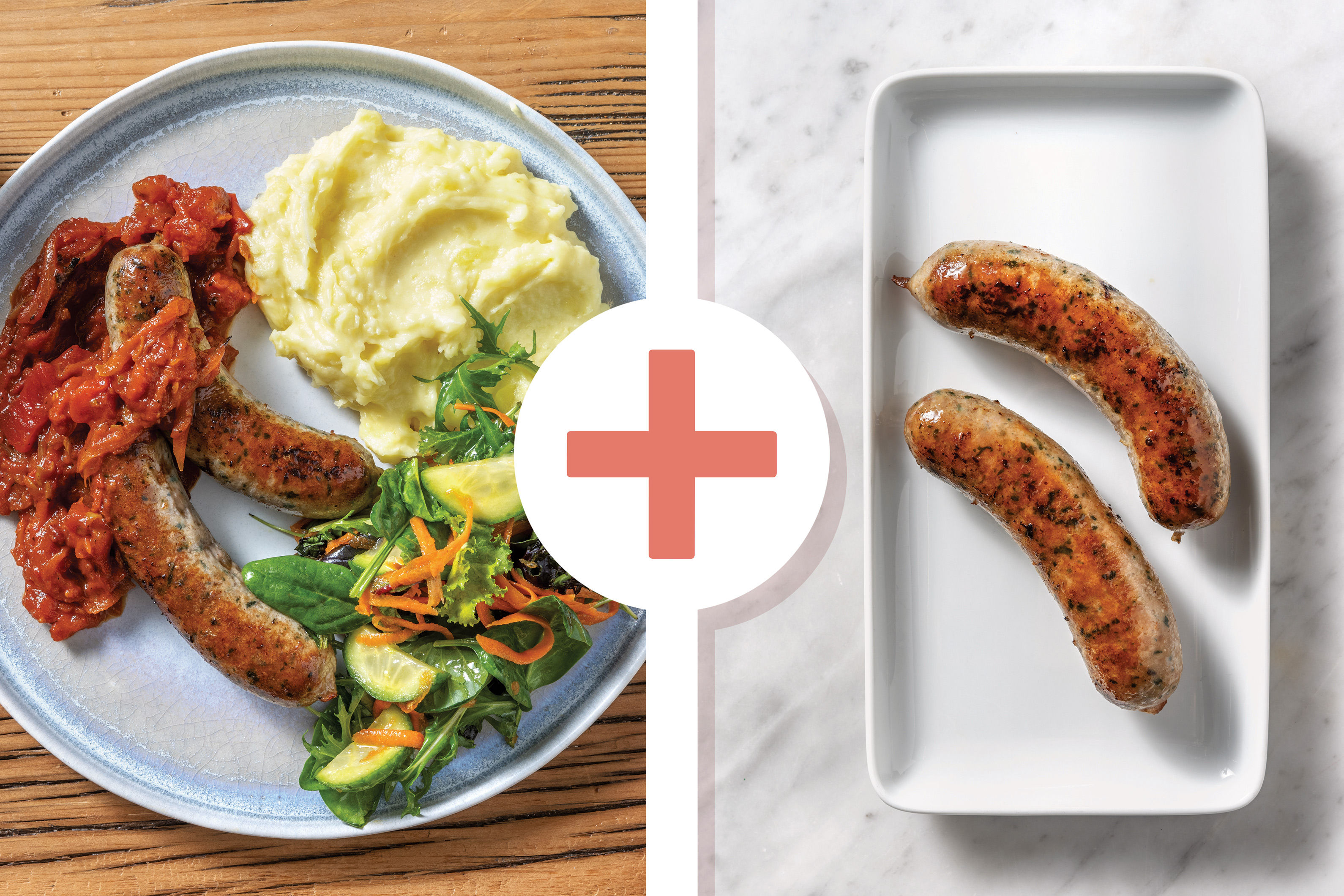 Double Pork Sausages & BBQ Tomato Relish Recipe HelloFresh