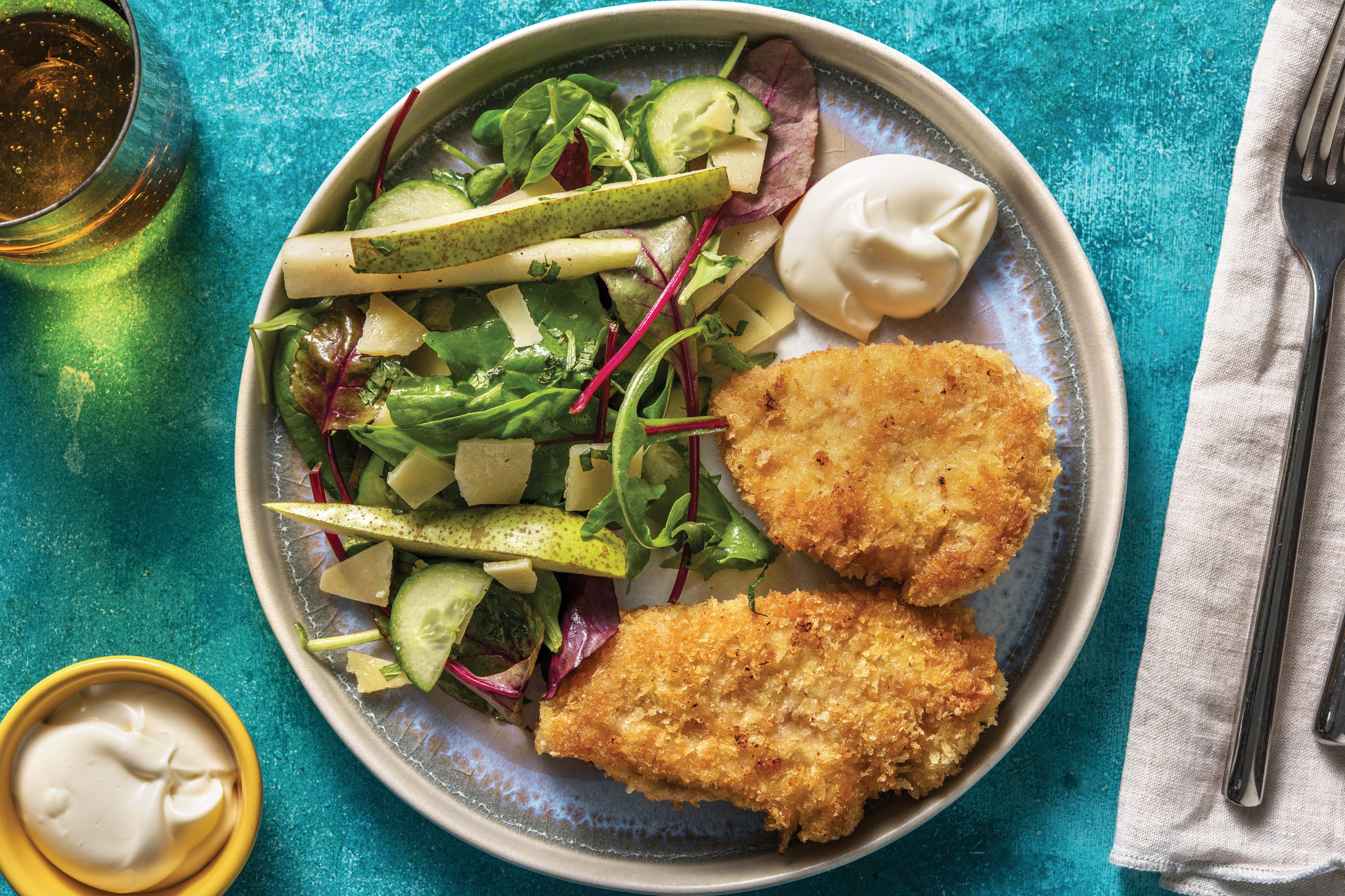 Chicken Schnitzel & Pear Parmesan Salad Recipe HelloFresh