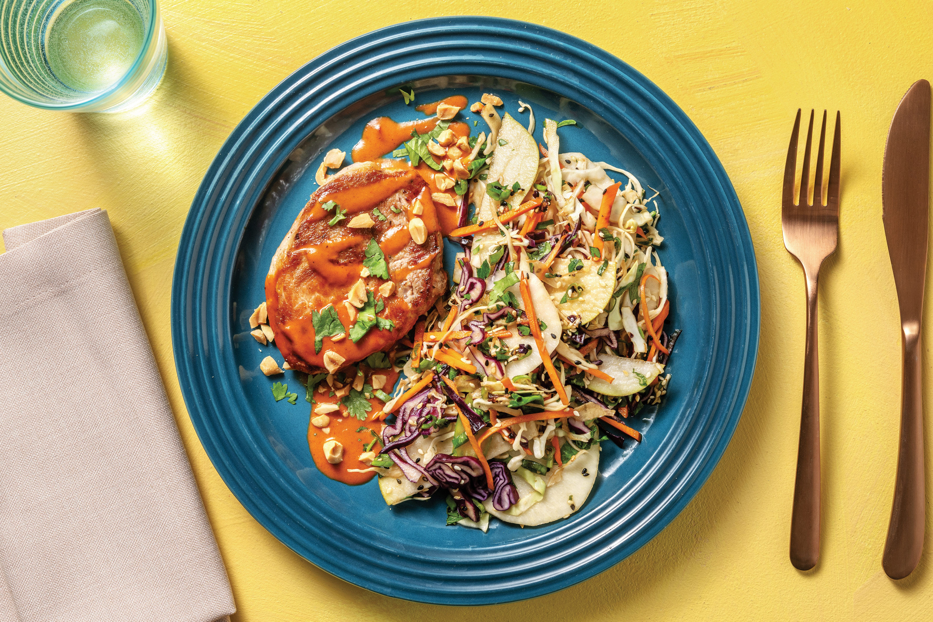 Pork & Thai Coconut Curry Sauce with Asian Salad Recipe HelloFresh