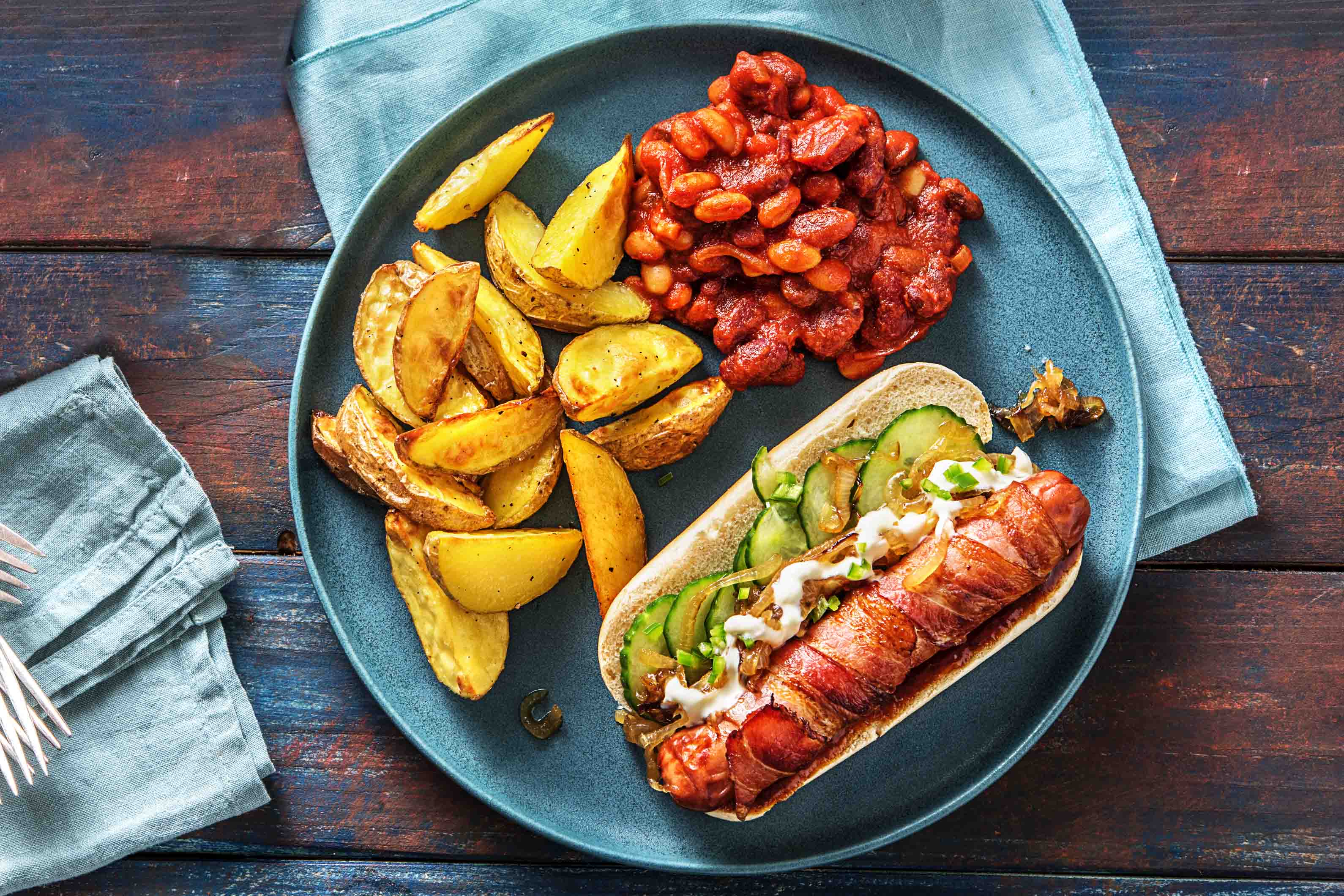 Sausages with caramelised onion and beans Recipe HelloFresh