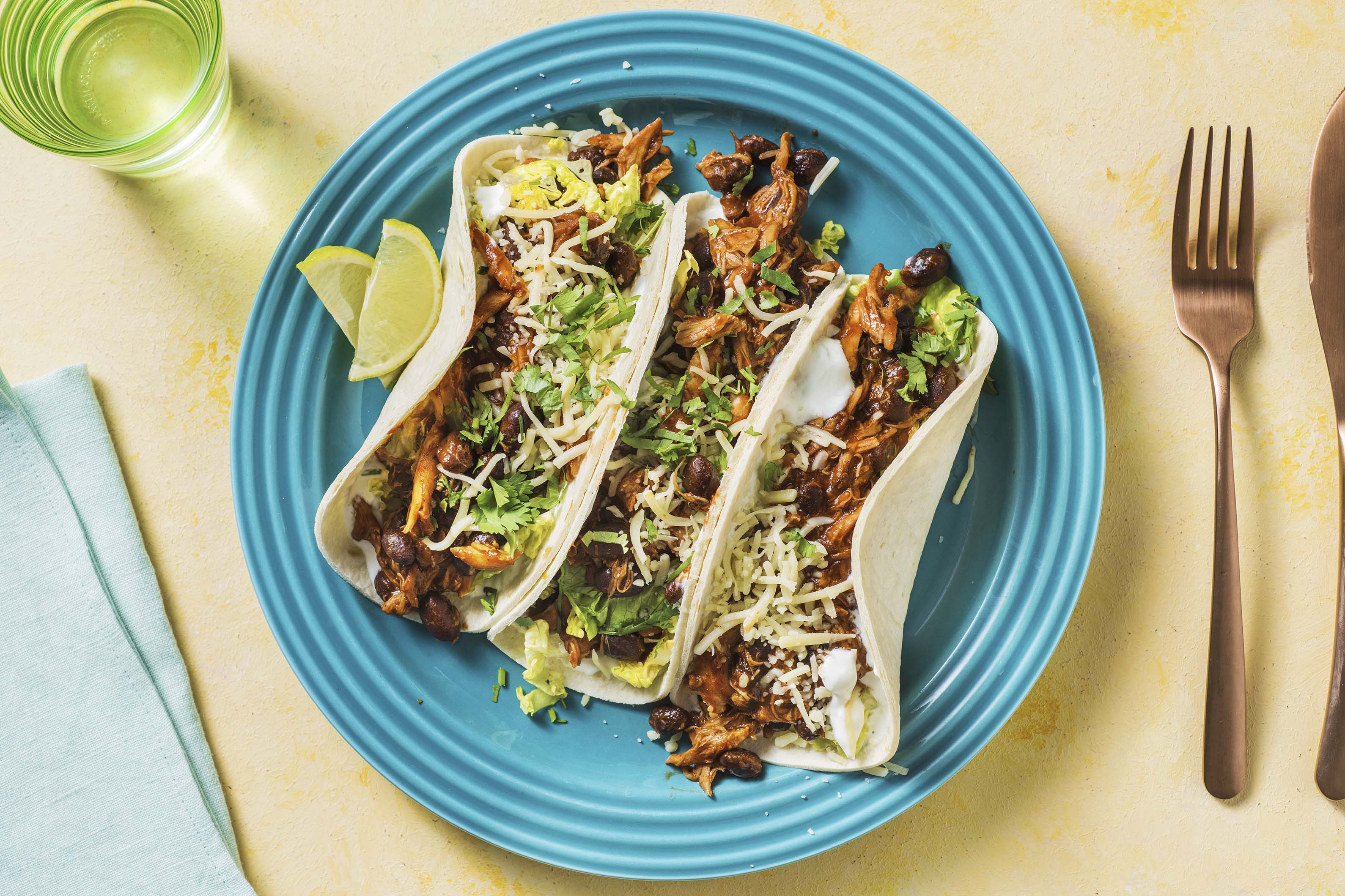 Pulled Chicken and Black Bean Tacos Recipe HelloFresh