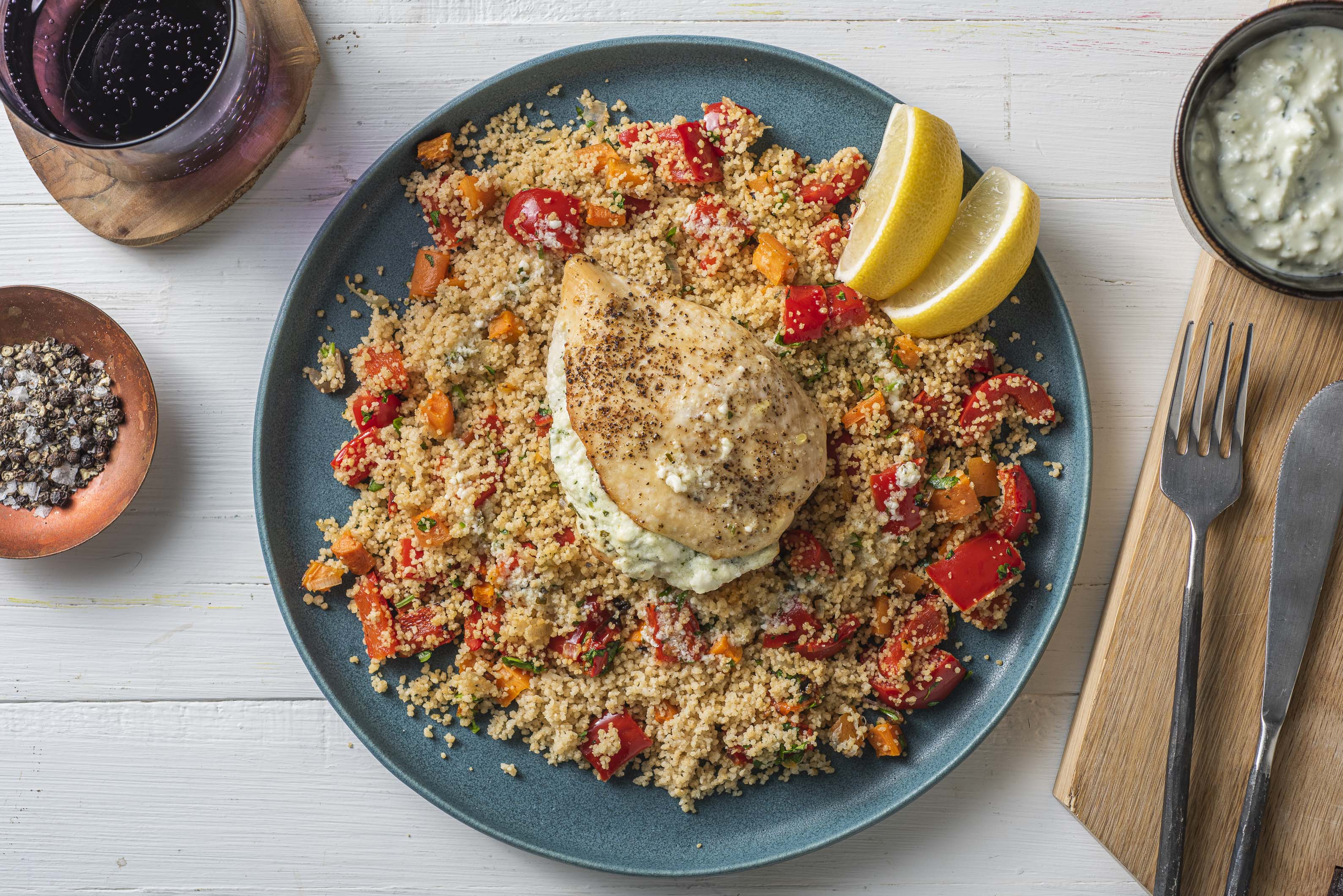 Q1 (W12) Hirtenkäse stuffed chicken with Roasted Veggie Couscous