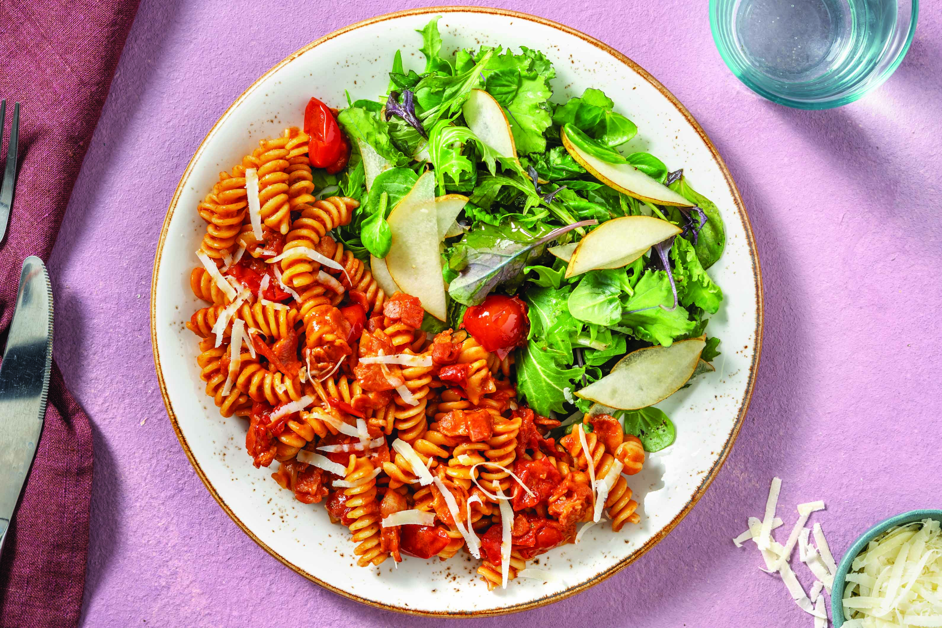 Quick Bacon, Cherry Tomato & Pesto Fusilli Recipe | HelloFresh