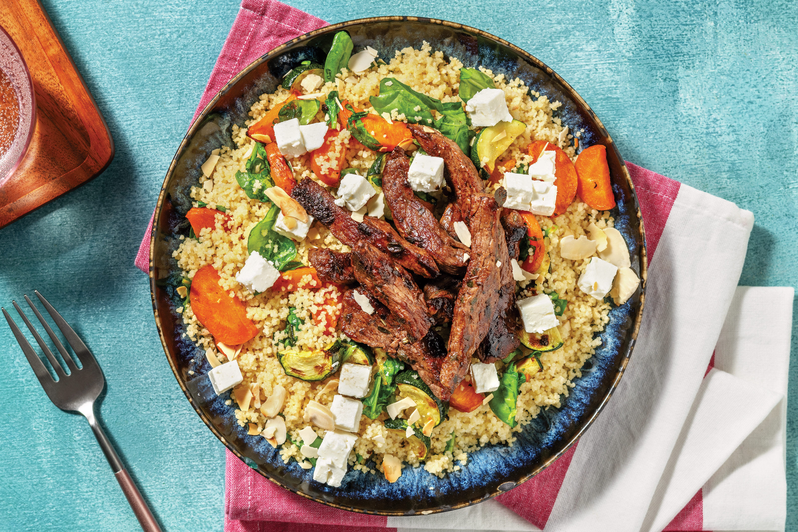 Quick GarlicHerb Beef & Roast Veggie Couscous Recipe HelloFresh