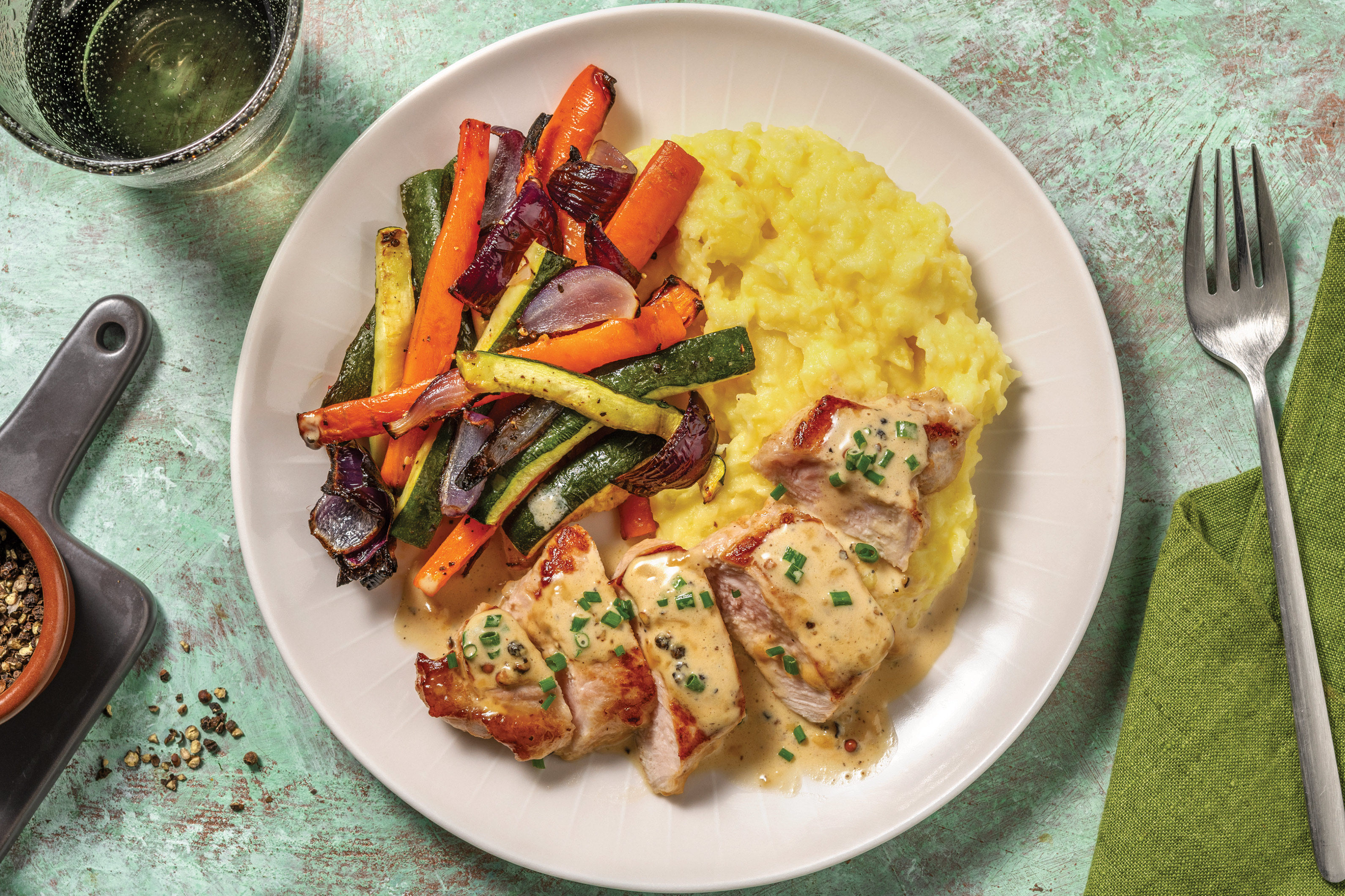 Seared Pork & Creamy Peppercorn Sauce Recipe HelloFresh