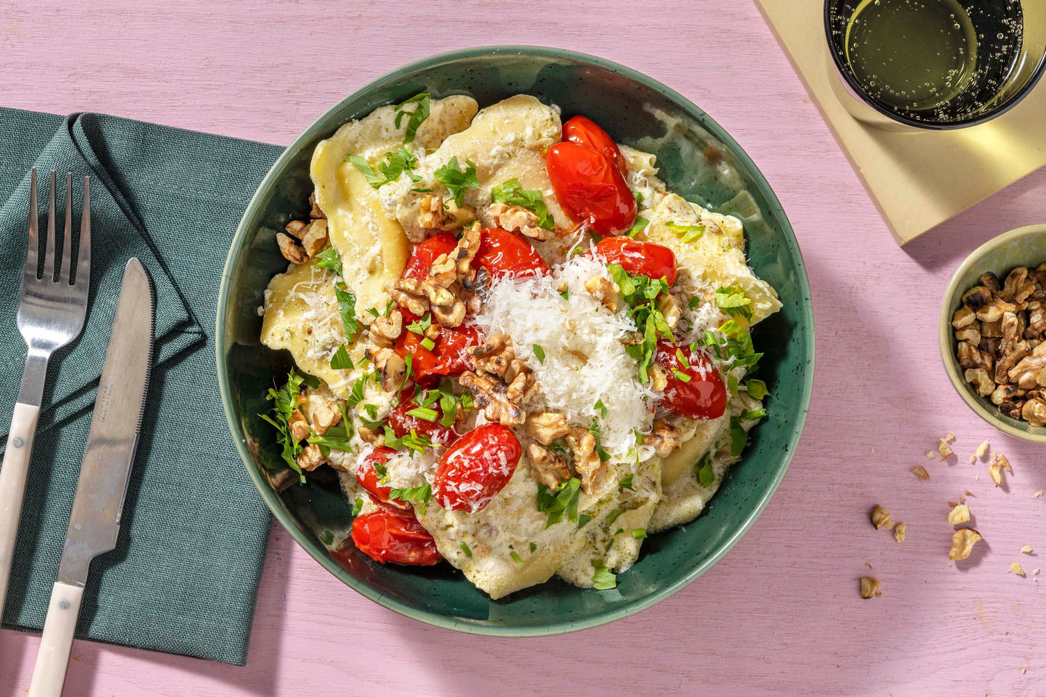 Mushroom Ravioli and Creamy Pesto Sauce Recipe HelloFresh