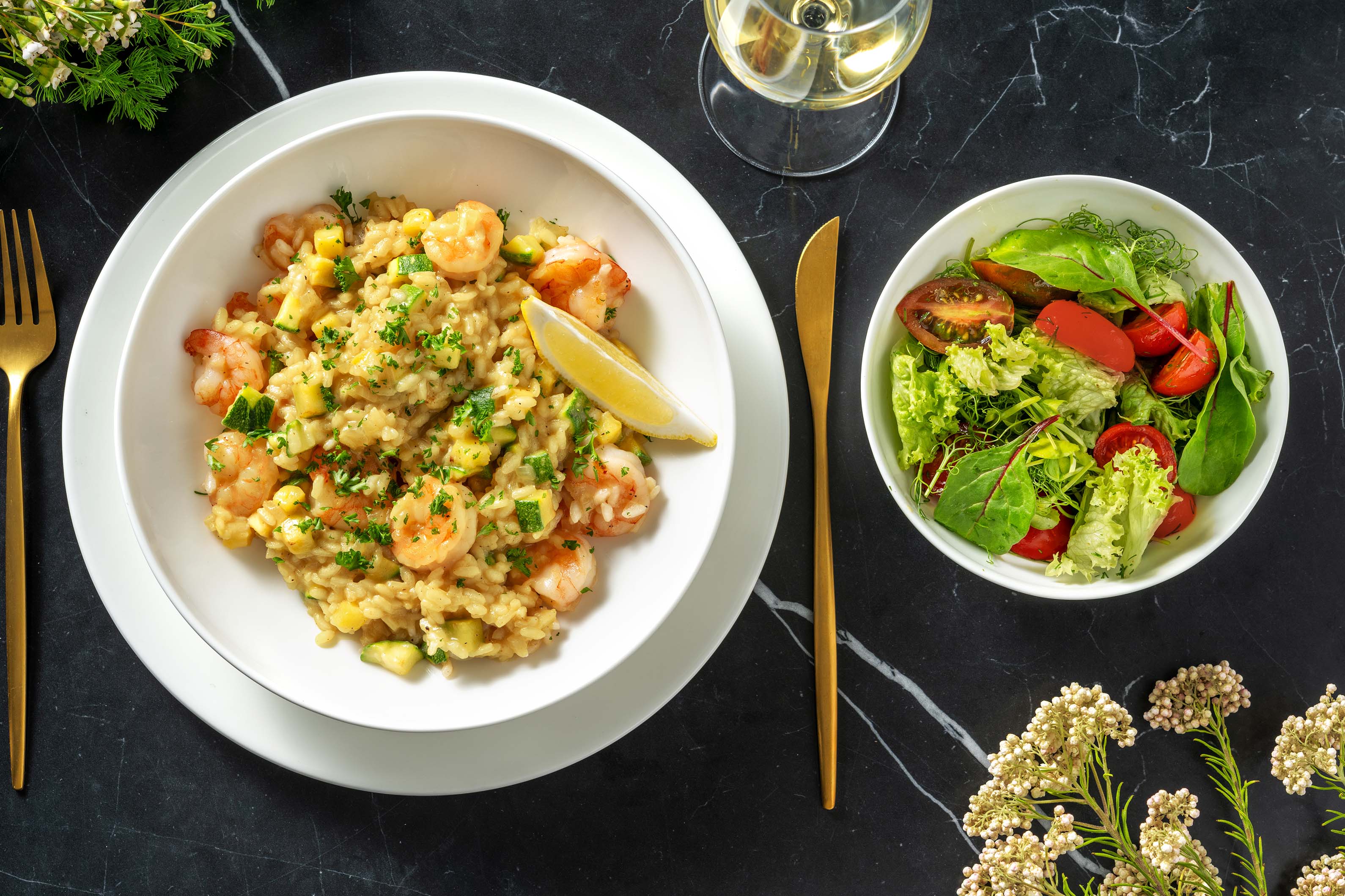 Rijke risotto in saffraanolie met garnalen Recept HelloFresh