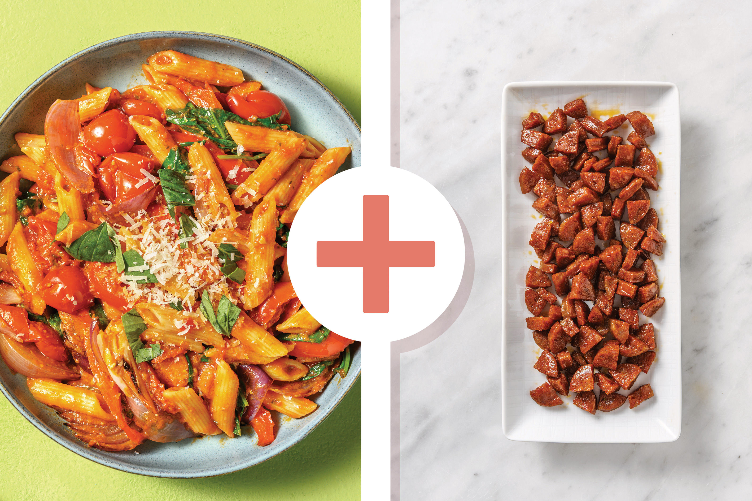 Roasted Veggie & Chorizo Red Pesto Penne Recipe HelloFresh