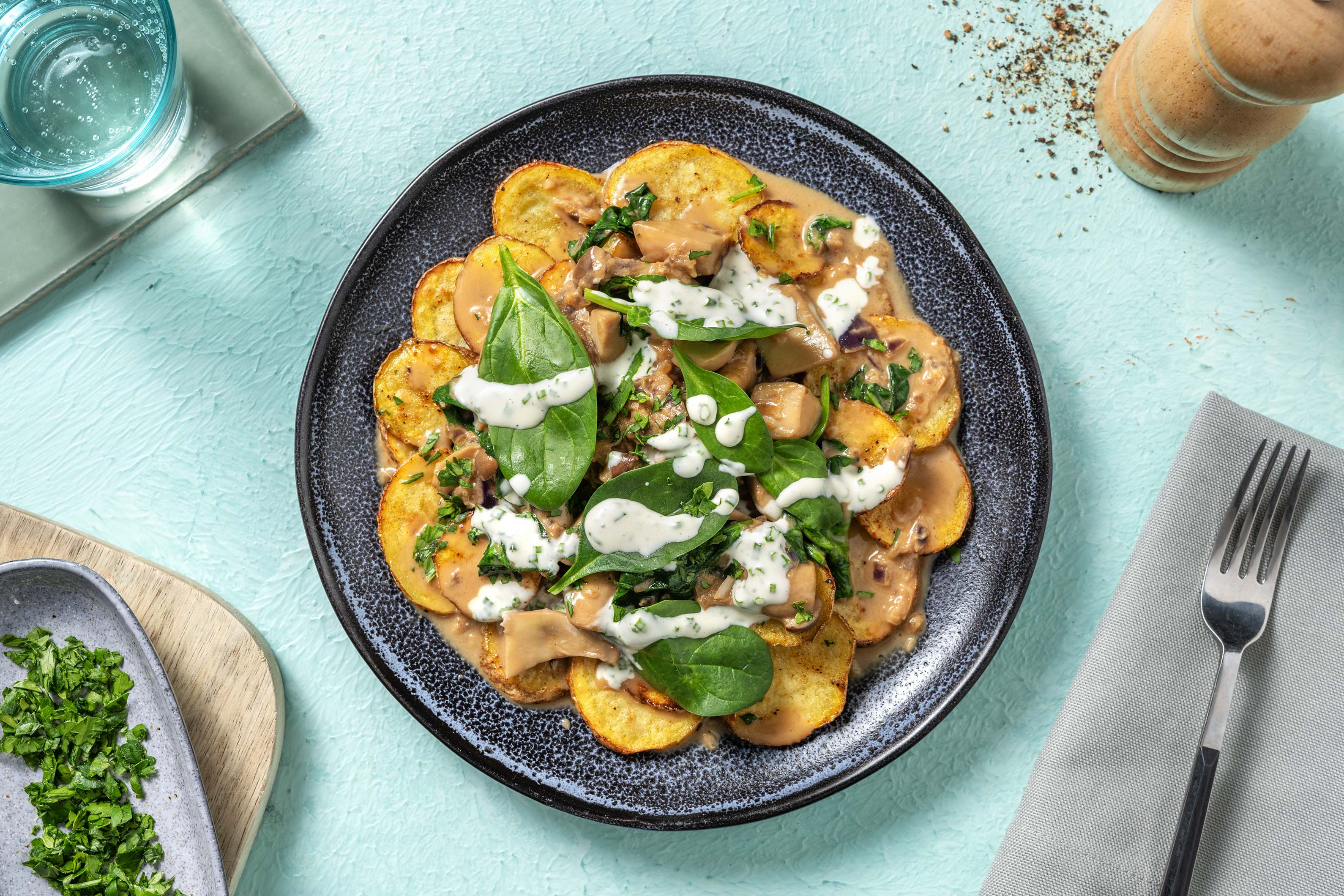 Röstkartoffeln mit Kräuterseitlingsrahm Rezept | HelloFresh Röstkartoffeln mit Kräuterseitlingsrahm Rezept | HelloFresh
