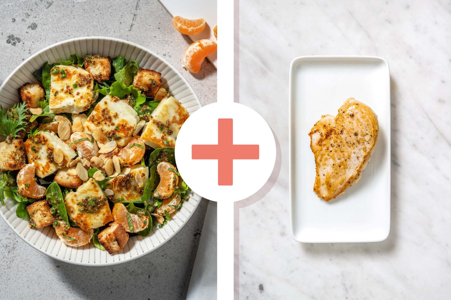 Carb Smart Halloumi, Chicken Breasts and Clementine Salad Recipe HelloFresh